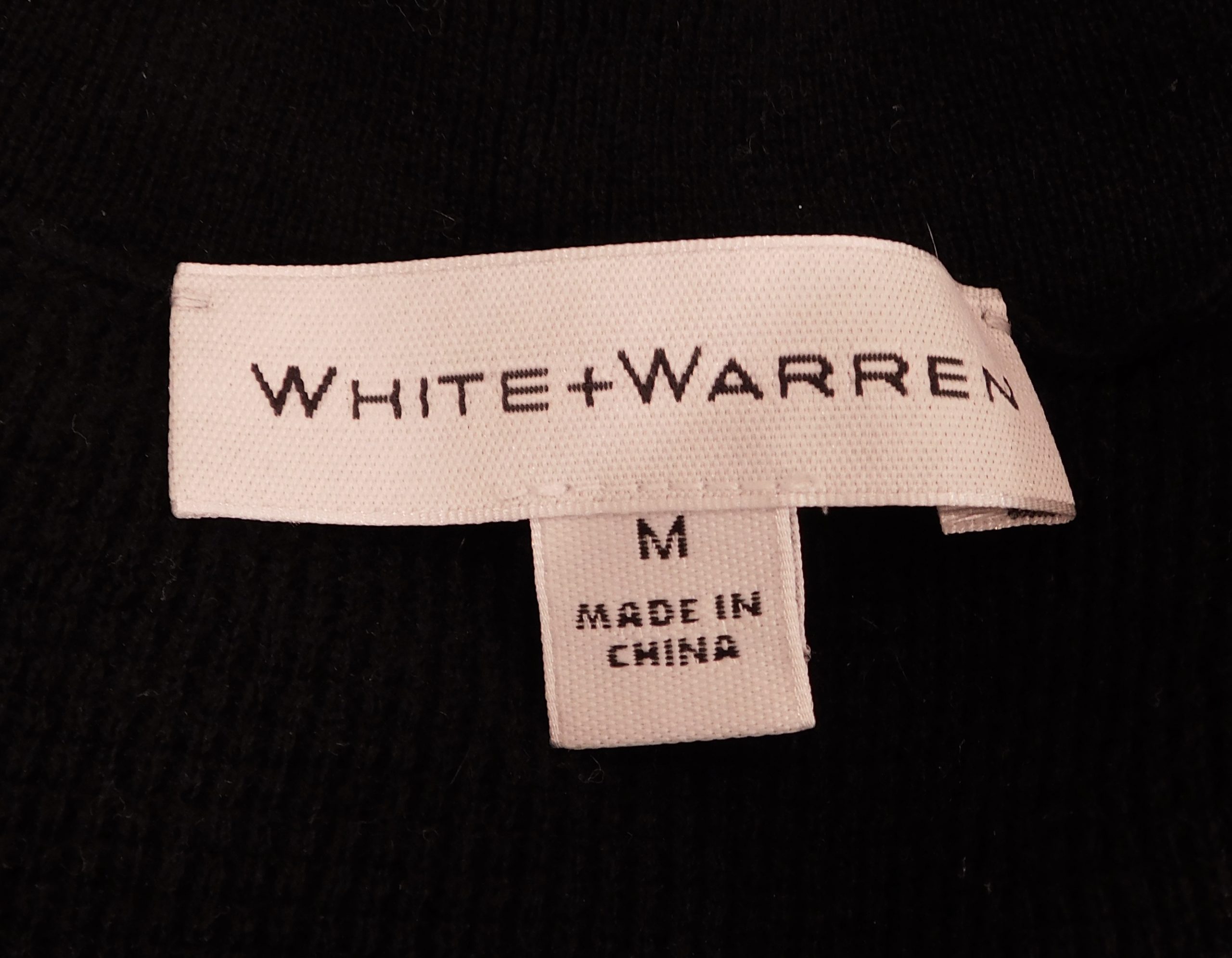 WHITE + WARREN NWT Women's Black Cotton Stretch Waffle Slim Stitch V-Neck Sweater Sz M ($176) - Image 6