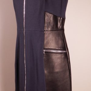 REBECCA TAYLOR NWT Women's Nightfall Blue Leather Panel V- Neck Sleeveless Shift Dress Sz 8 ($495)