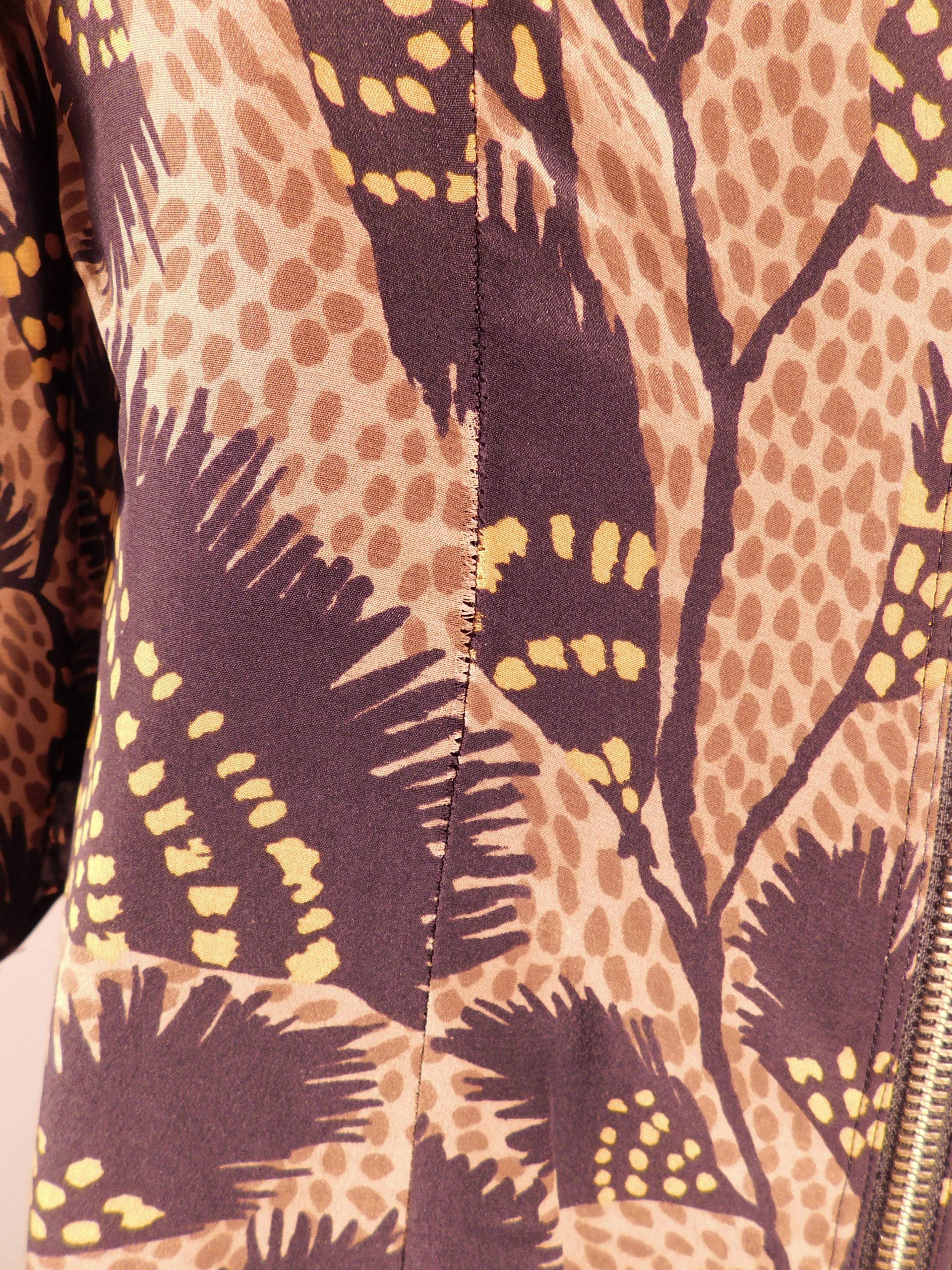 BURBERRY LONDON Women's Brown Black Silk Floral 3/4 Sleeve Shift Dress Sz 6 - Image 6