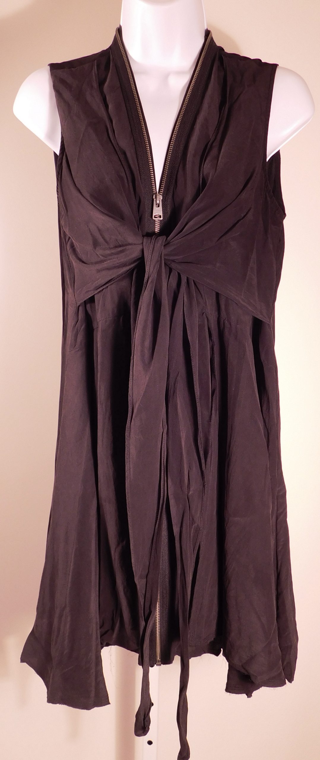 AllSAINTS Women's Black Silk V-Neck Sleeveless Zipper Dress Sz 6 ($305)