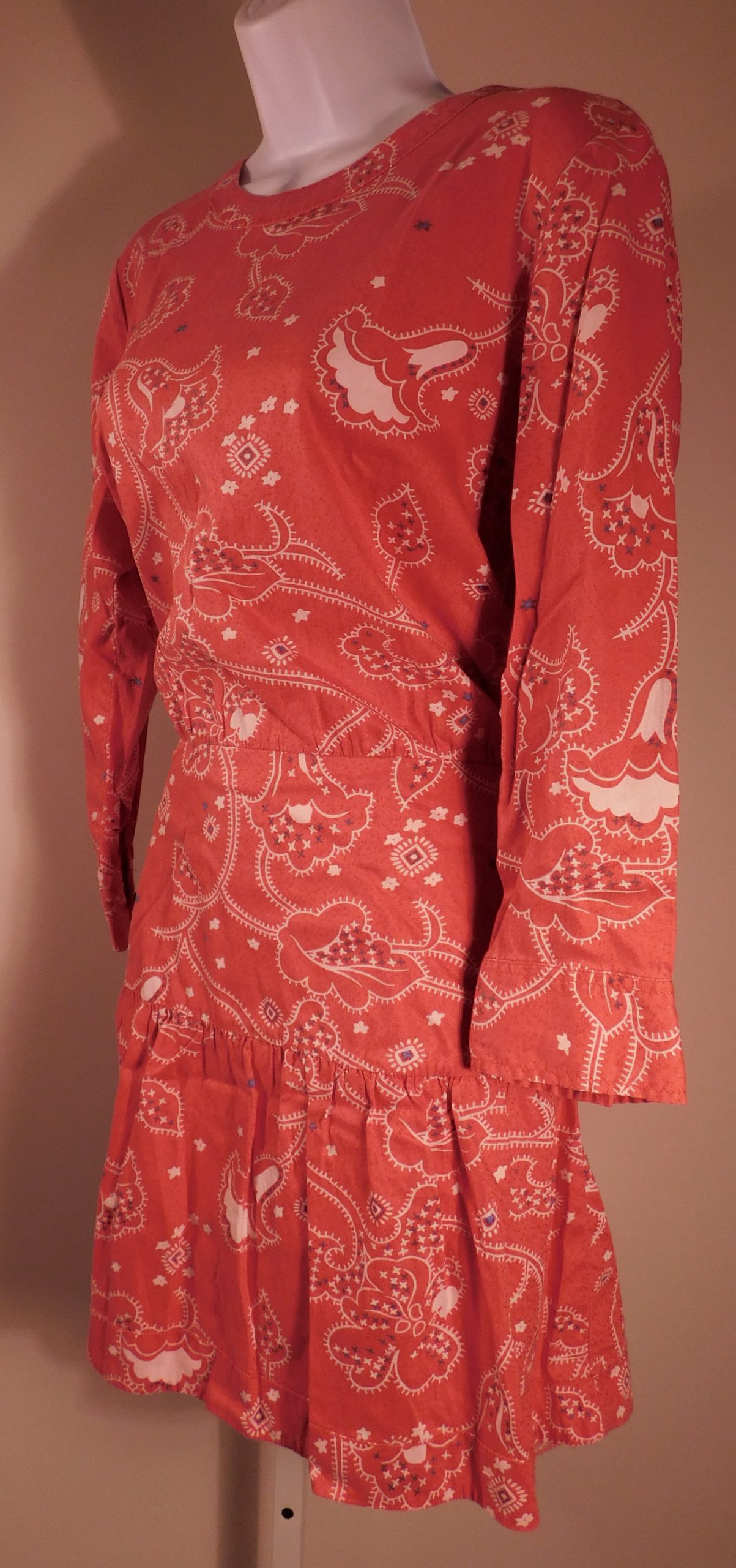 CURRENT/ELLIOTT Women's Red Floral Long Sleeve Open Back Dress Sz 2