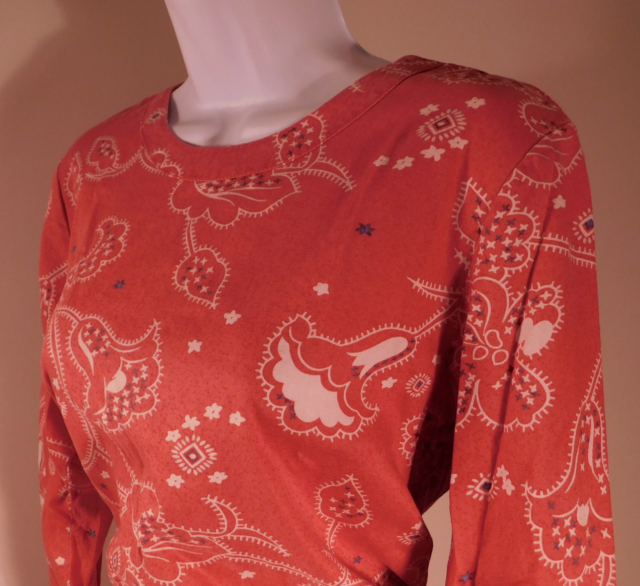 CURRENT/ELLIOTT Women's Red Floral Long Sleeve Open Back Dress Sz 2 - Image 3