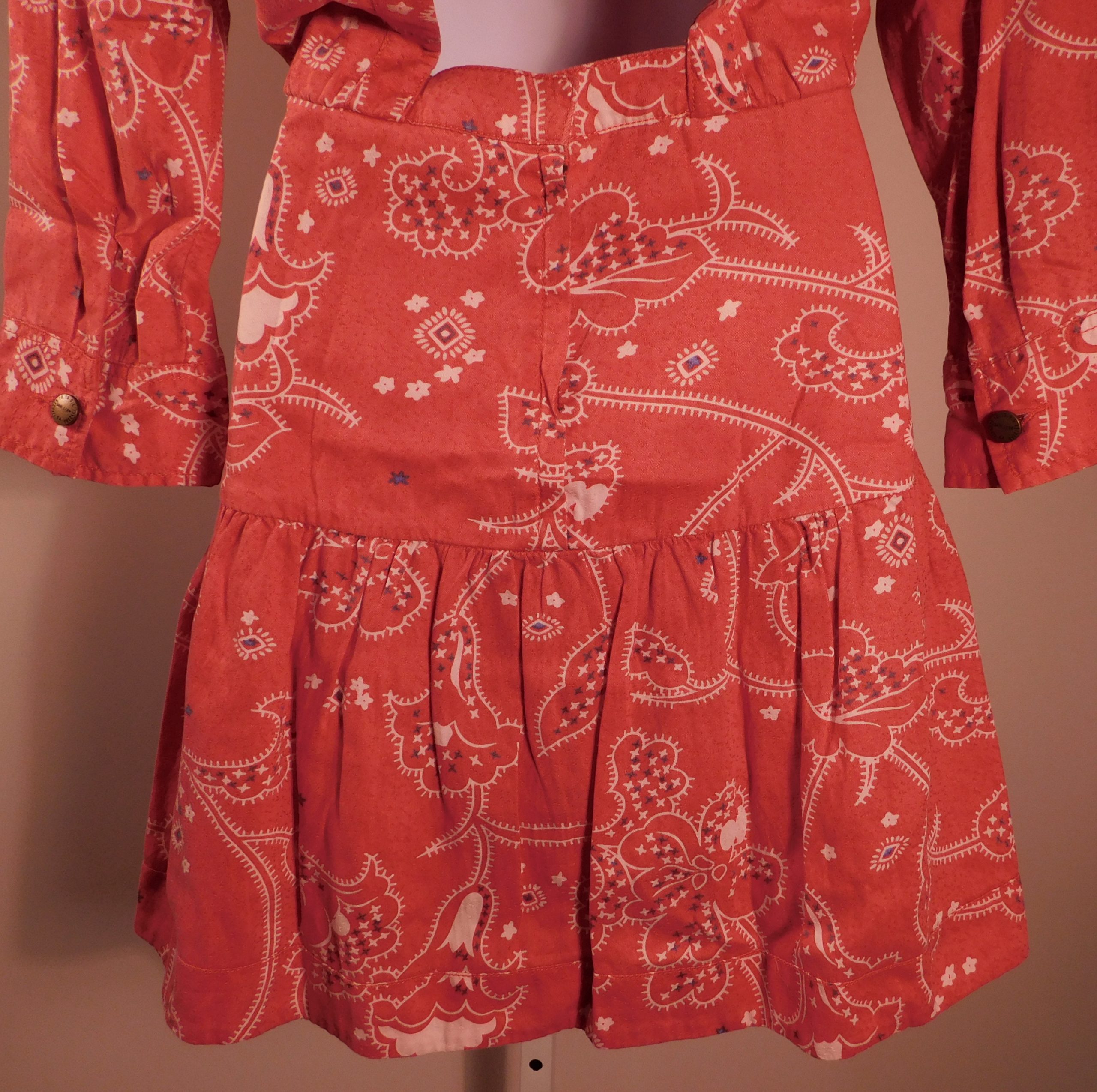 CURRENT/ELLIOTT Women's Red Floral Long Sleeve Open Back Dress Sz 2 - Image 6