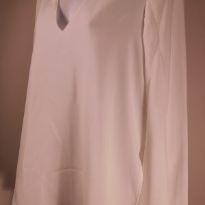 TOP SHOP Women's Ivory Long Vented Sleeve V-Neck Tunic Top Sz 6