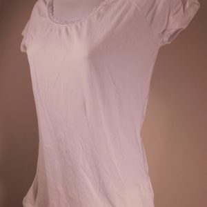 COSABELLA Women's White W Lace Trim Short Sleeve Scoop Neck T-Shirt Sz M
