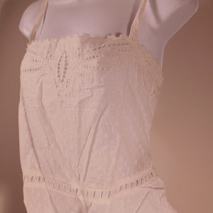 THE KOOPLES Women's Ivory Cotton Dobby Broderie Anglaise Embroidered Tank Top Blouse Sz M