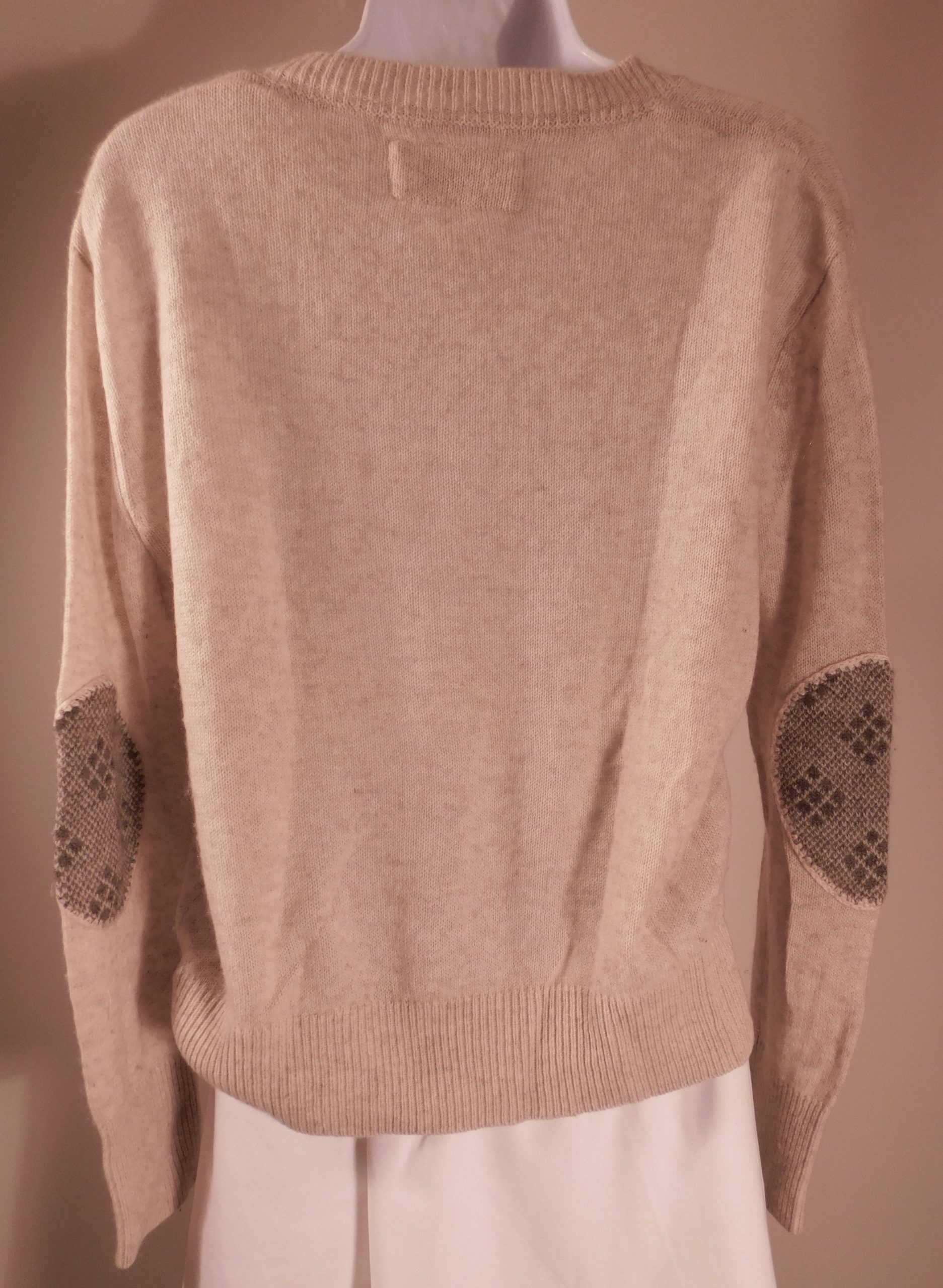 SUSS Women's Tan W Contrast Elbow Patch Long Sleeve Scoop Neck Cashmere Sweater Sz 1 ($595) - Image 5