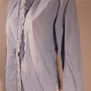 ISABEL MARANT ETOLIE Women's Light Wash Lawendy Ruffle Denim Button Front Shirt Sz 40 ($290)