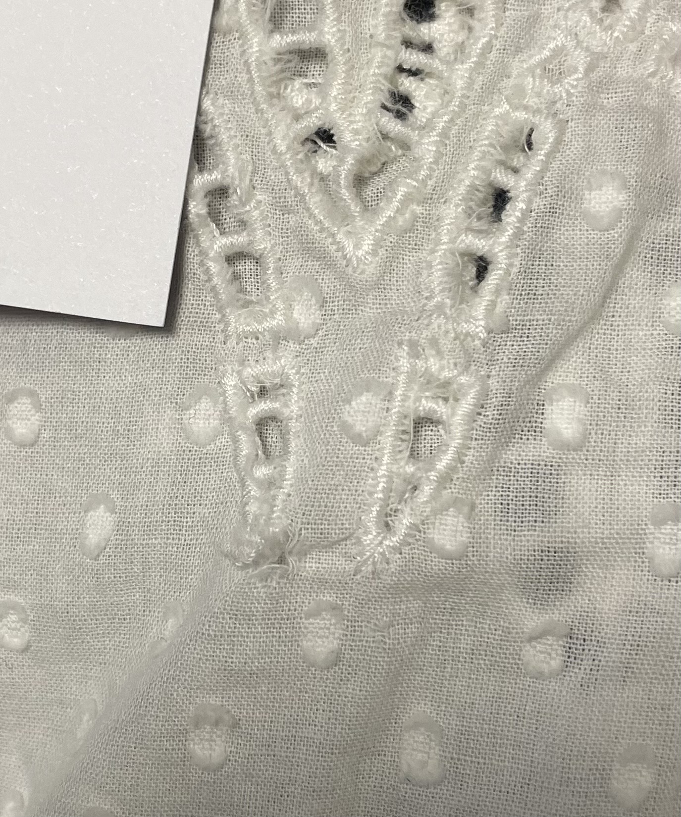 THE KOOPLES Women's Ivory Cotton Dobby Broderie Anglaise Embroidered Tank Top Blouse Sz M - Image 5