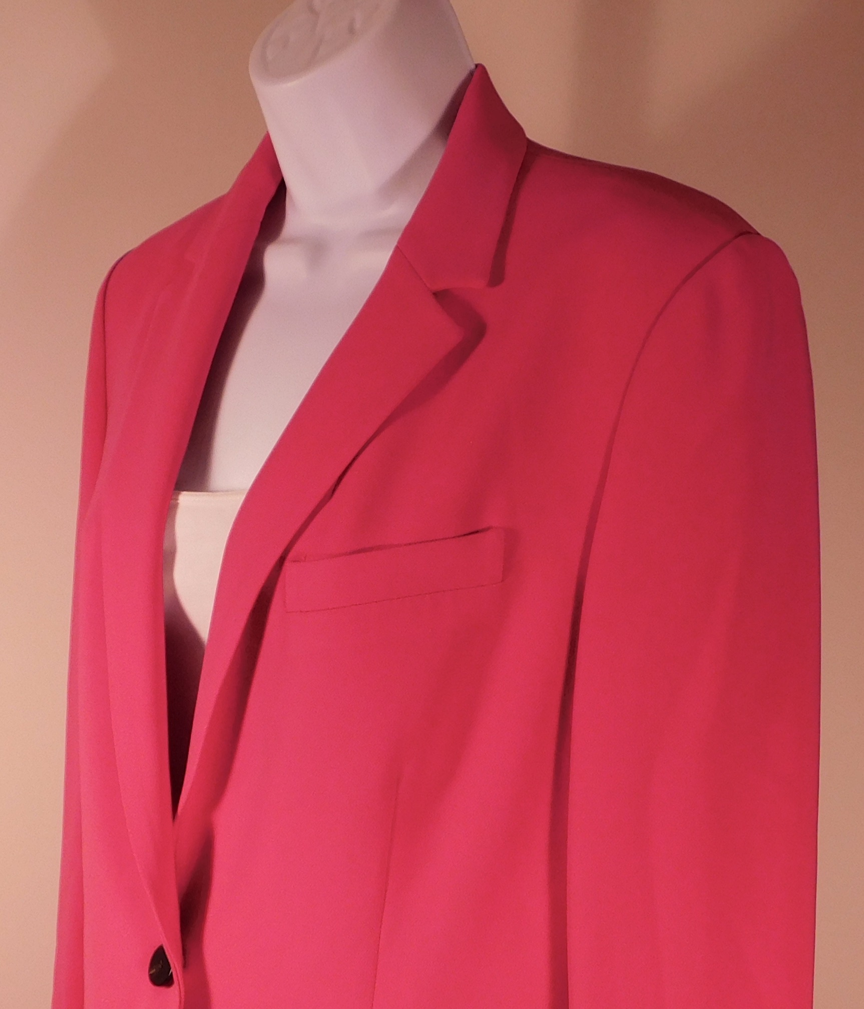 THEORY Women's Fuchsia Pink Admiral Crepe Staple Blazer Sz 6 ($495) - Image 3