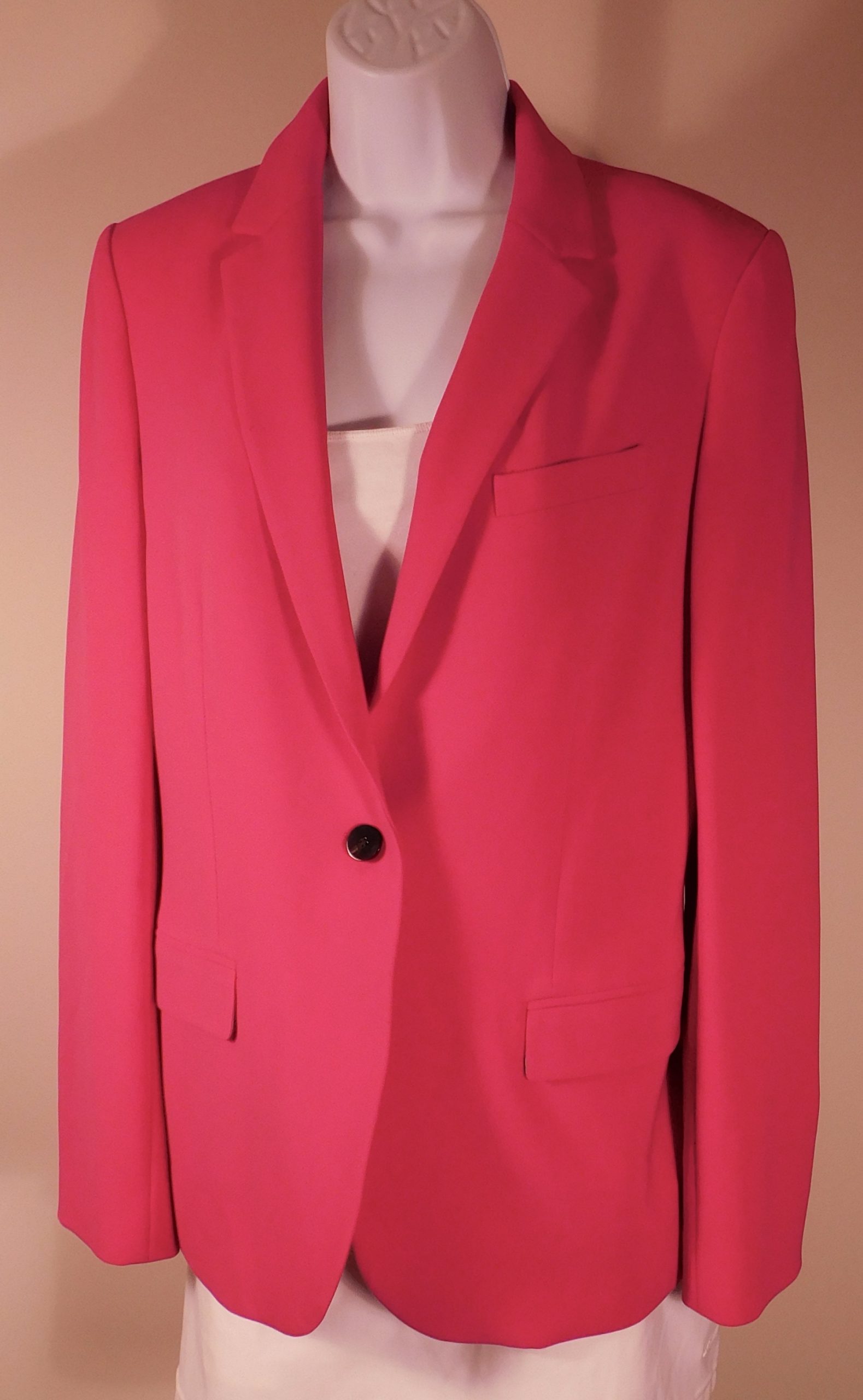 THEORY Women's Fuchsia Pink Admiral Crepe Staple Blazer Sz 6 ($495) - Image 4
