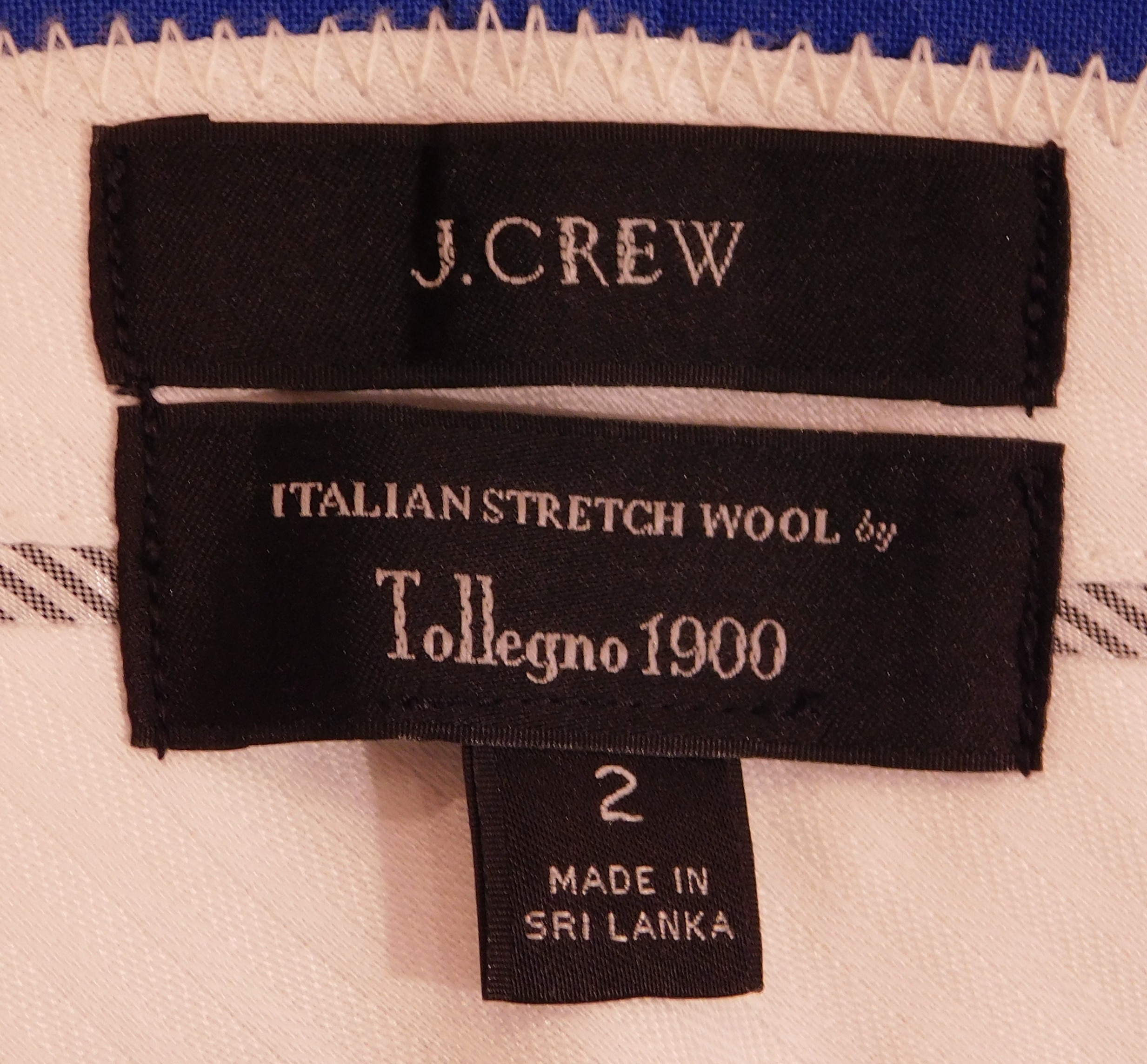 J CREW TOLLENGO 1900 Women's Blue Italian Stretch Wool Flat Front Cropped Pant Sz 2 - Image 7