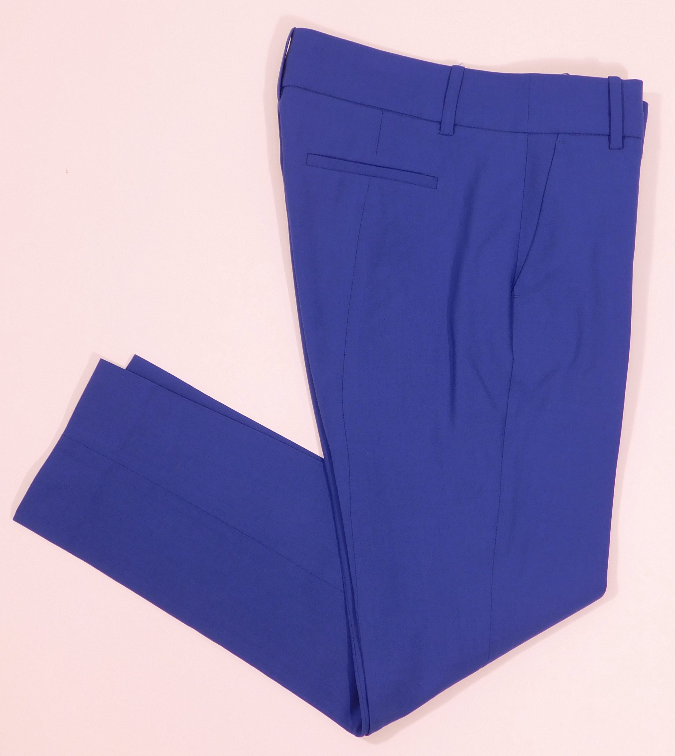 J CREW TOLLENGO 1900 Women's Blue Italian Stretch Wool Flat Front Cropped Pant Sz 2