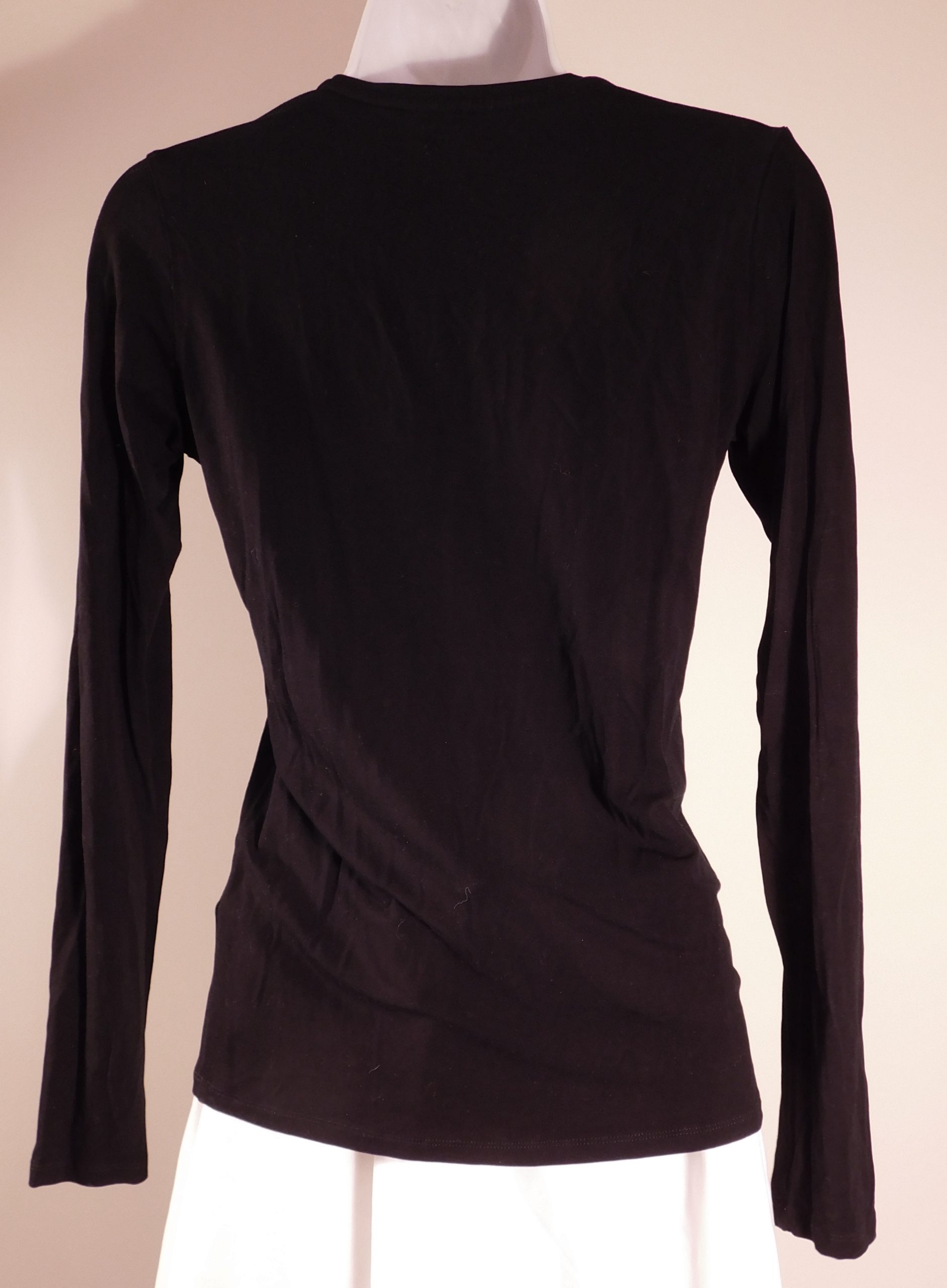 MAJESTIC FILATURES Women's Black "Superwashed" "Soft Touch" Long Sleeve V-Neck Deluxe T-Shirt Top Sz 3 - Image 5