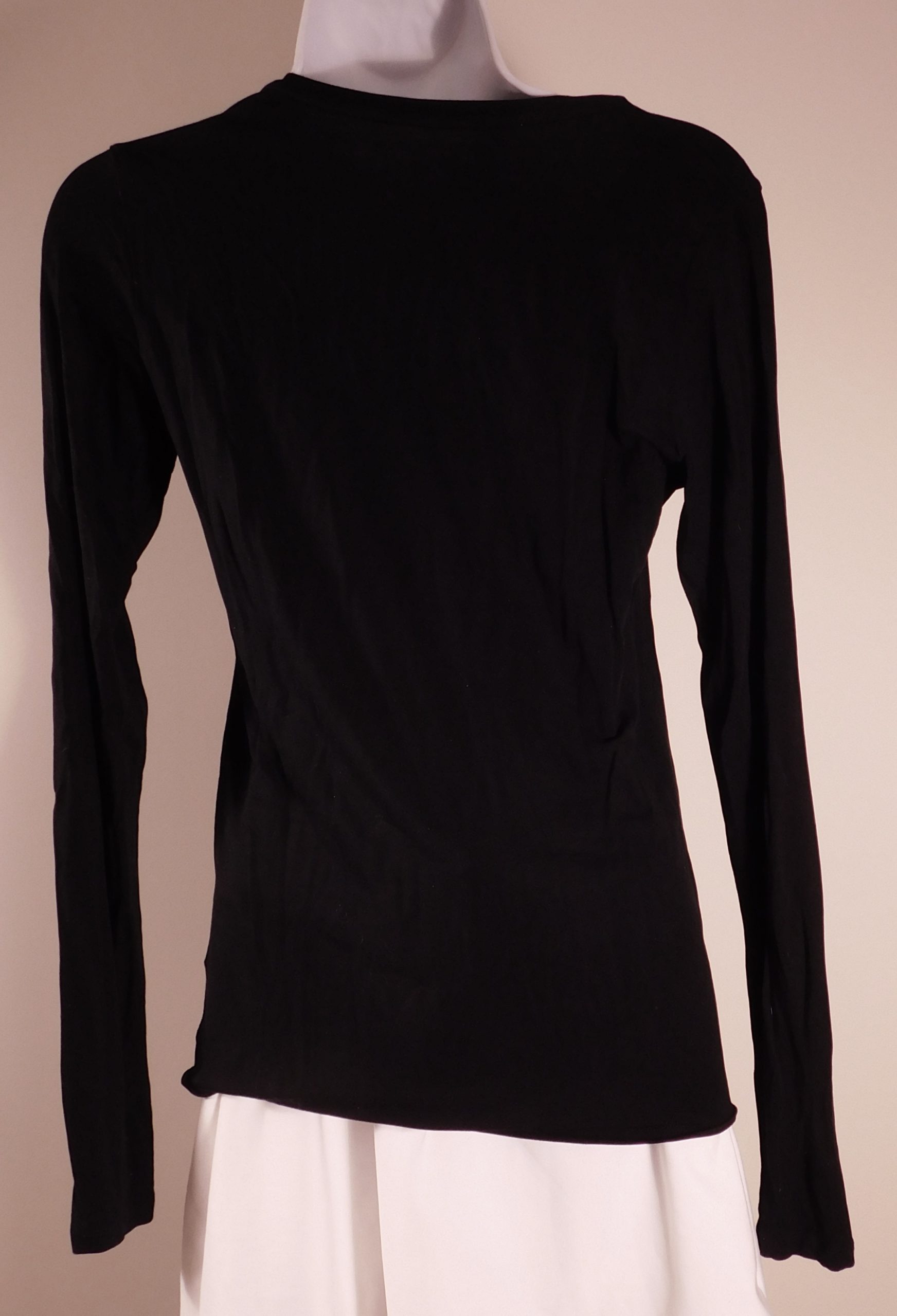 MAJESTIC FILATURES DULION Women's Black "Superwashed" "Soft Touch" Long Sleeve V-Neck Deluxe T-Shirt Top Sz 3 - Image 5