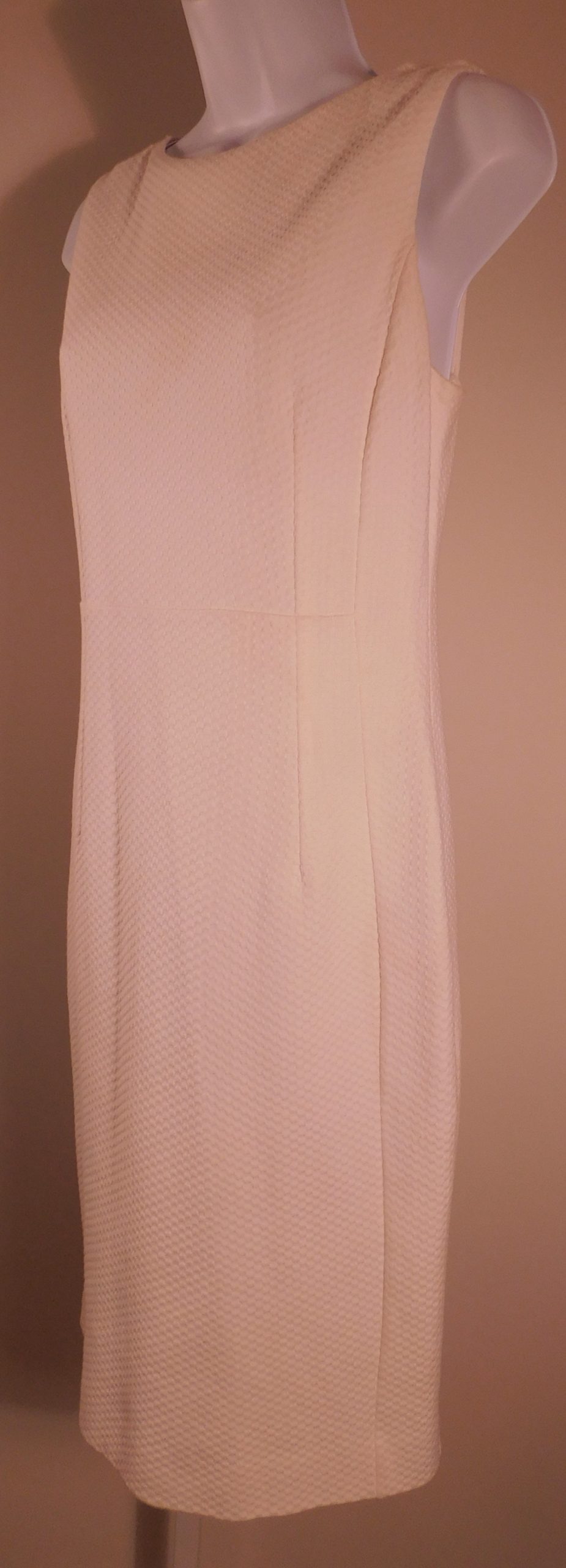 BLUE LES COPAINS Women's White Cotton Knit Textured Sleeveless Shift Dress Sz 42