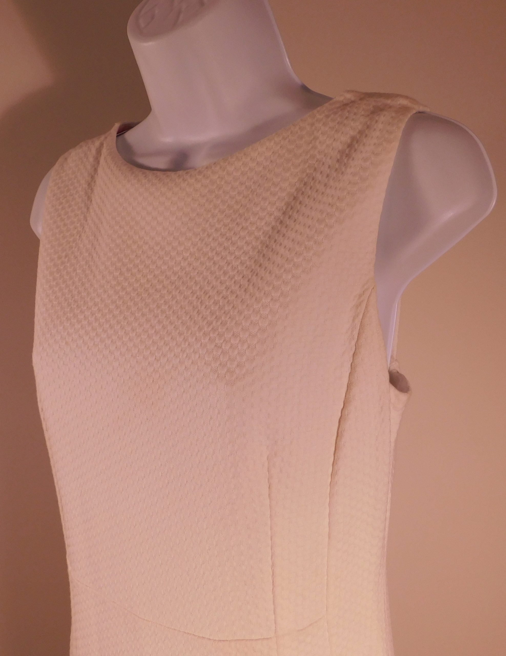 BLUE LES COPAINS Women's White Cotton Knit Textured Sleeveless Shift Dress Sz 42 - Image 3