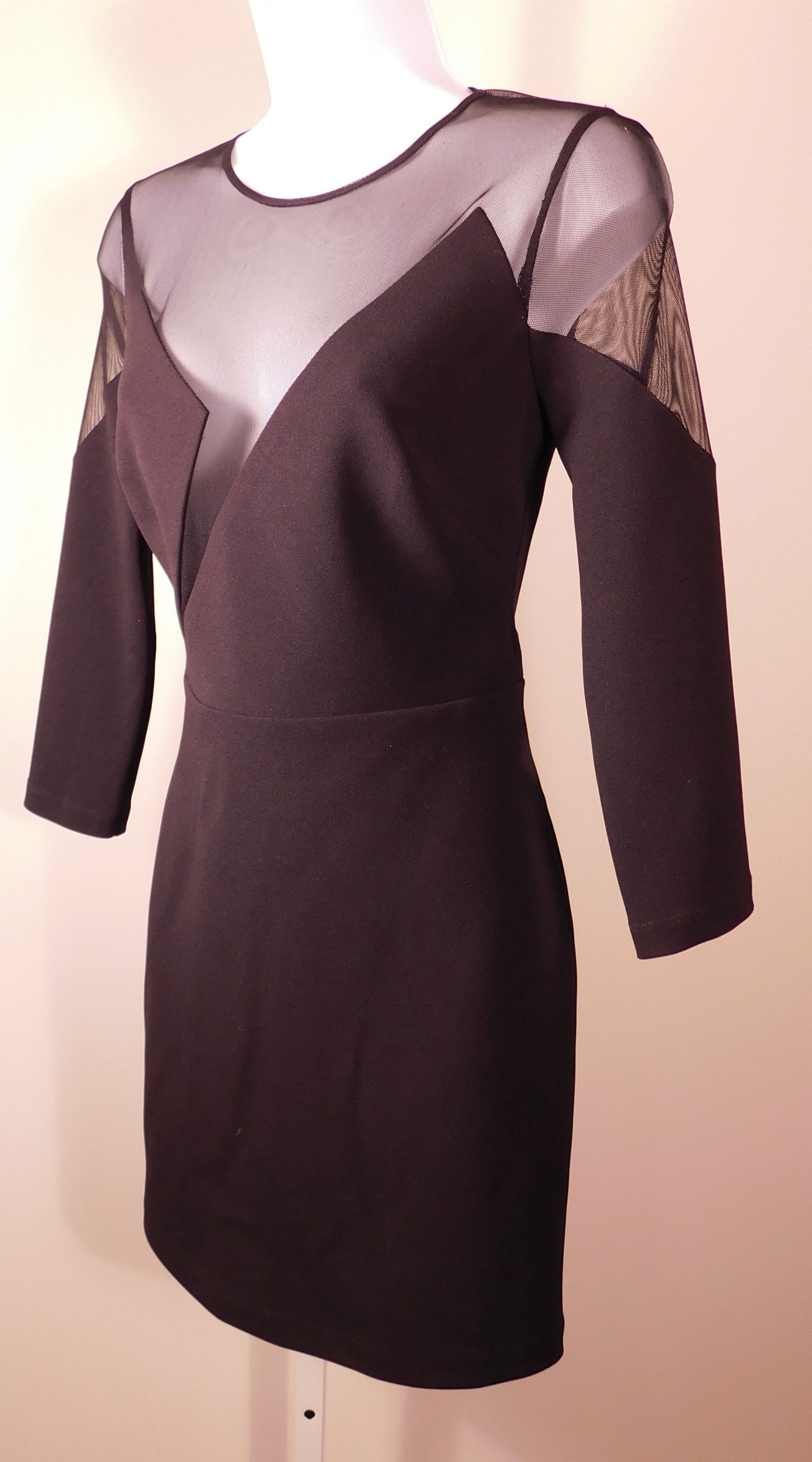 BCBG MAXAZRIA NWT Women's Black W Mesh Contrast Long Sleeve "Edesa" Sheath Dress Sz 2 ($248)