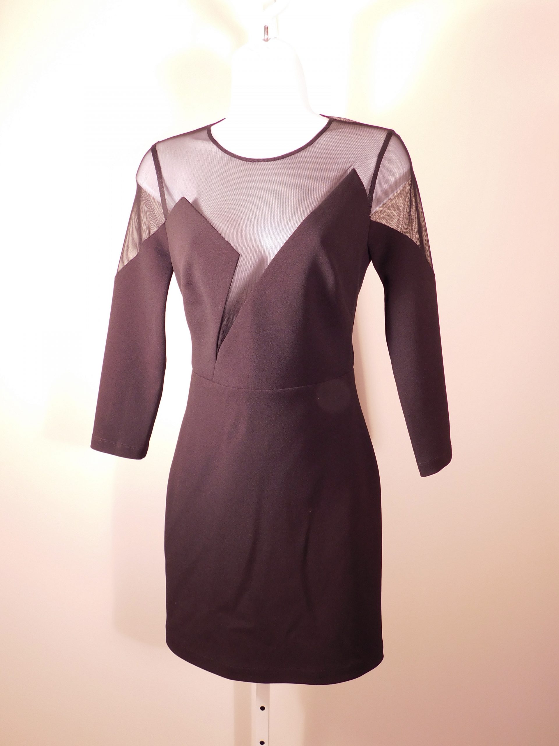 BCBG MAXAZRIA NWT Women's Black W Mesh Contrast Long Sleeve "Edesa" Sheath Dress Sz 2 ($248) - Image 4