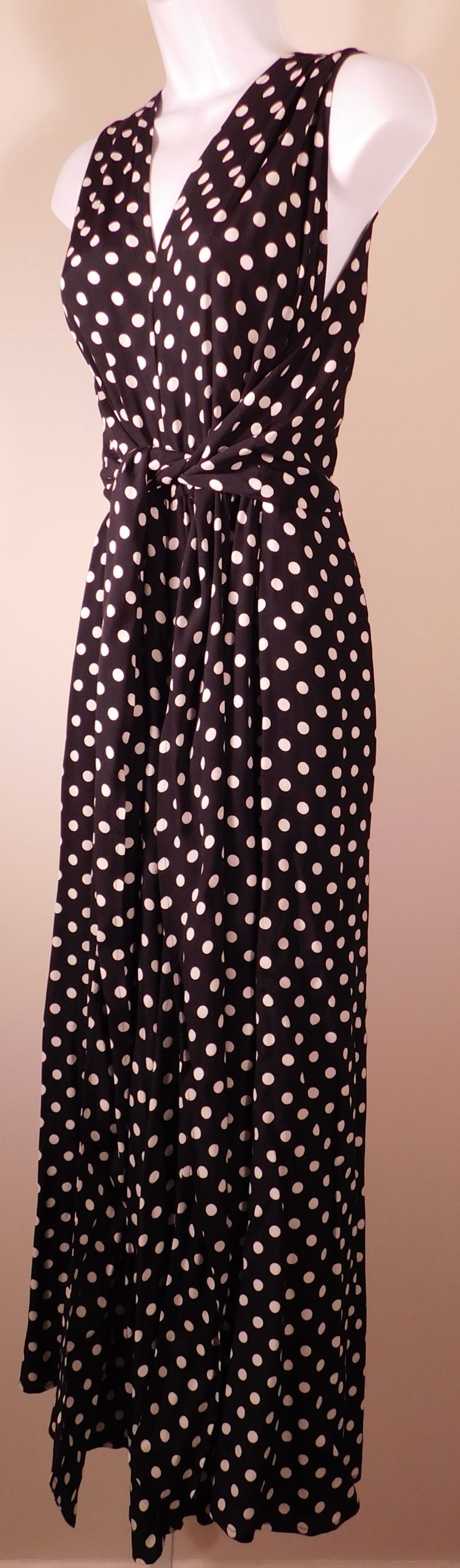 KATE SPADE NEW YORK Women's Black White Polka Dot Print V-Neck Jumpsuit Sz 6
