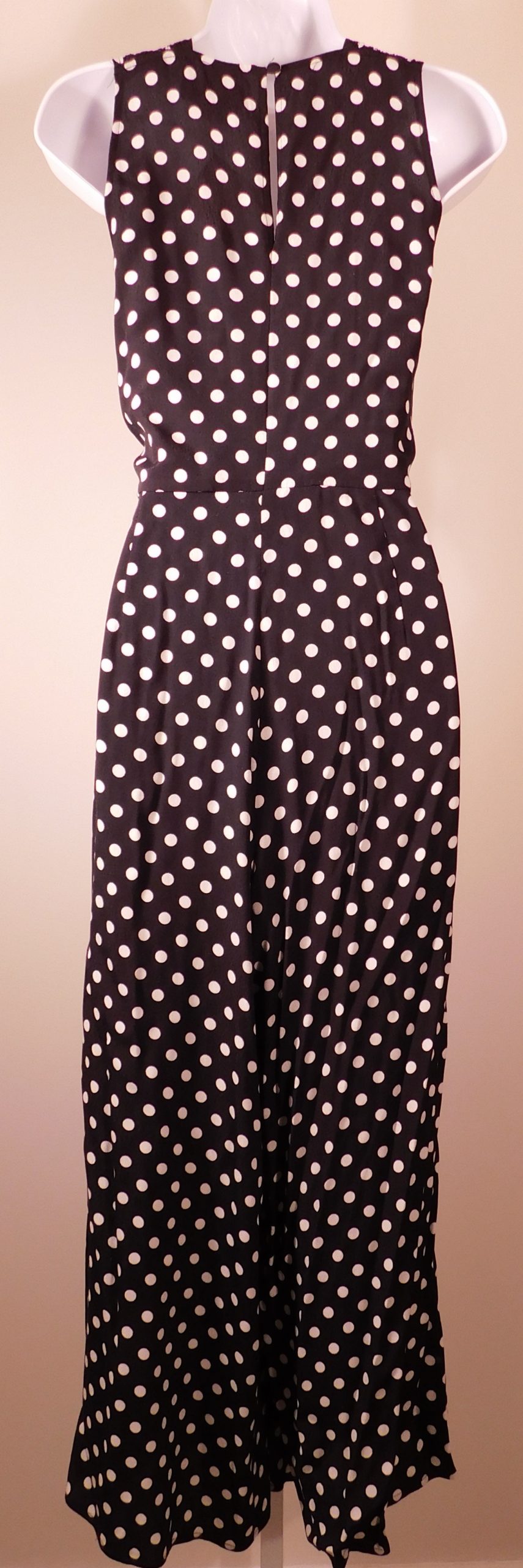 KATE SPADE NEW YORK Women's Black White Polka Dot Print V-Neck Jumpsuit Sz 6 - Image 5