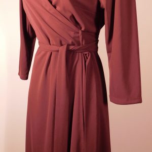 ANN TAYLOR PETITE Women's Burgundy V-Neck 3/4 Sleeve Wrap Dress Sz 8P