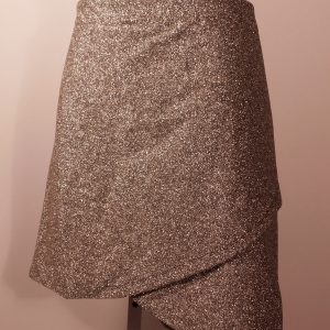 SEZANNE Women's Gold Metalic Pull On Overlay Short Pencil Skirt Size L ($120)