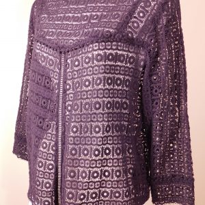 SEZANE Women's Navy Crochet Lace Cotton 3/4 Sleeve Joss Blouse Sz 40 ($140)