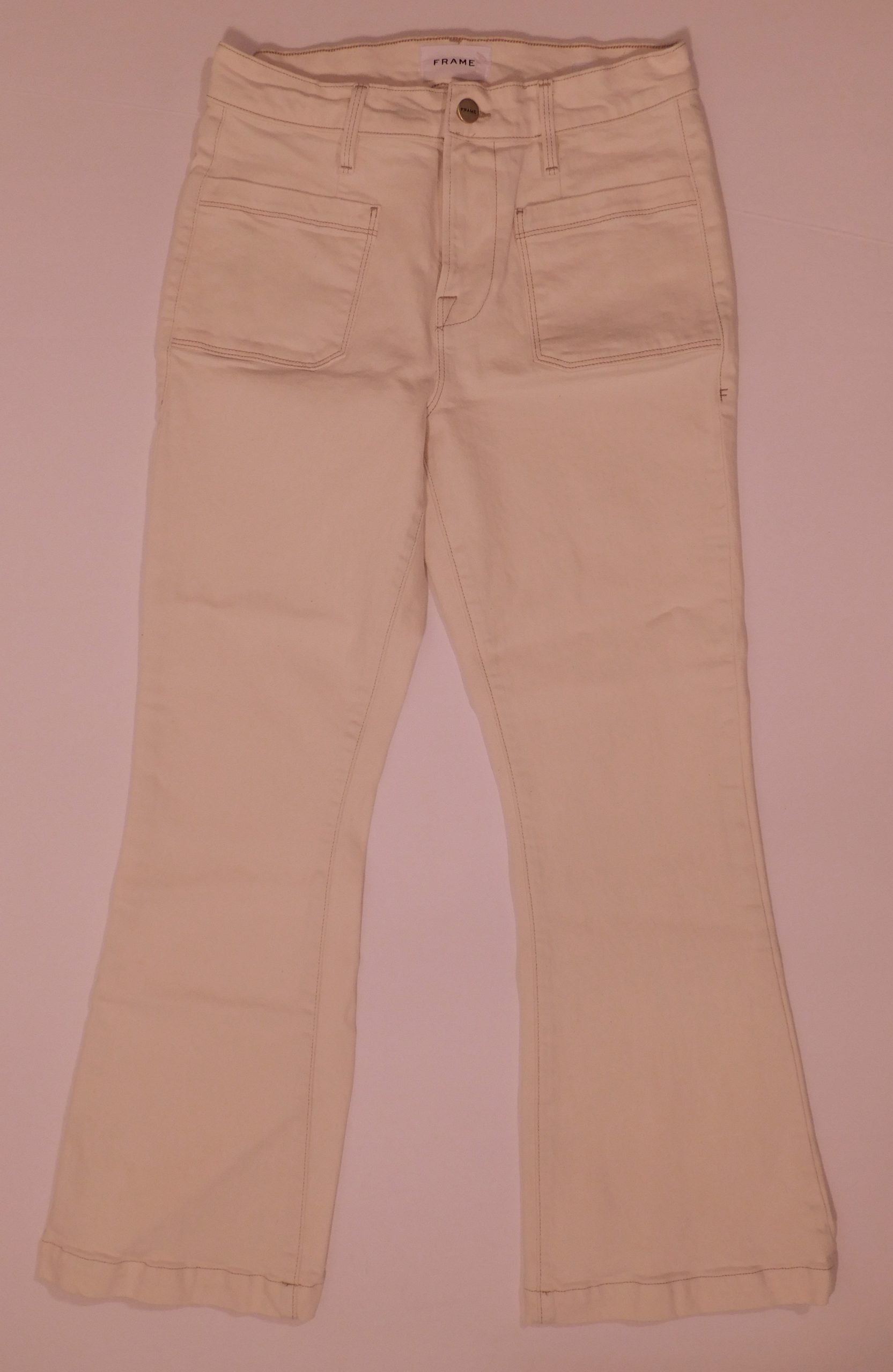 FRAME Women's Ecru Le Bardot Crop Flare Jean Sz 26 - Image 3