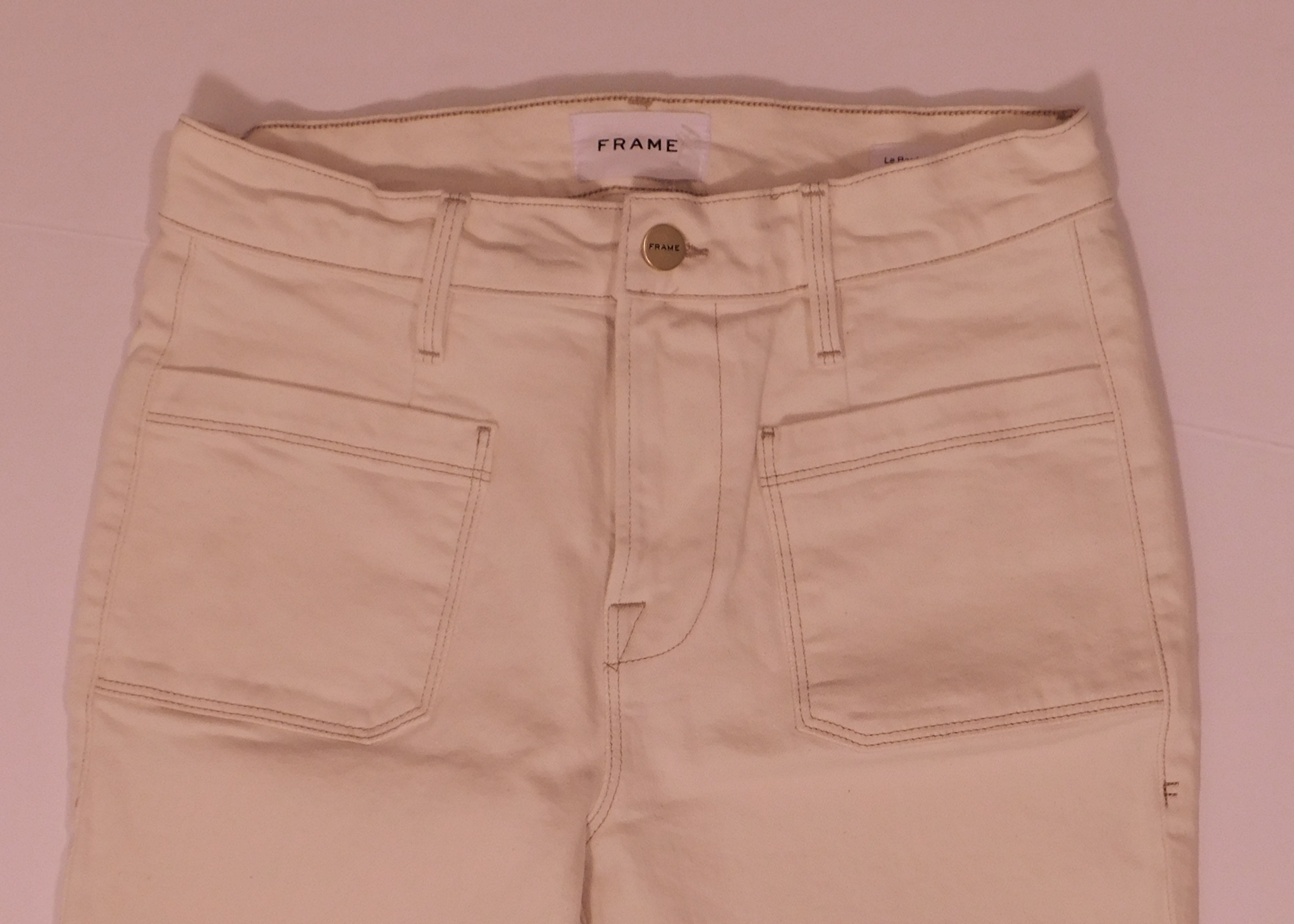 FRAME Women's Ecru Le Bardot Crop Flare Jean Sz 26 - Image 4