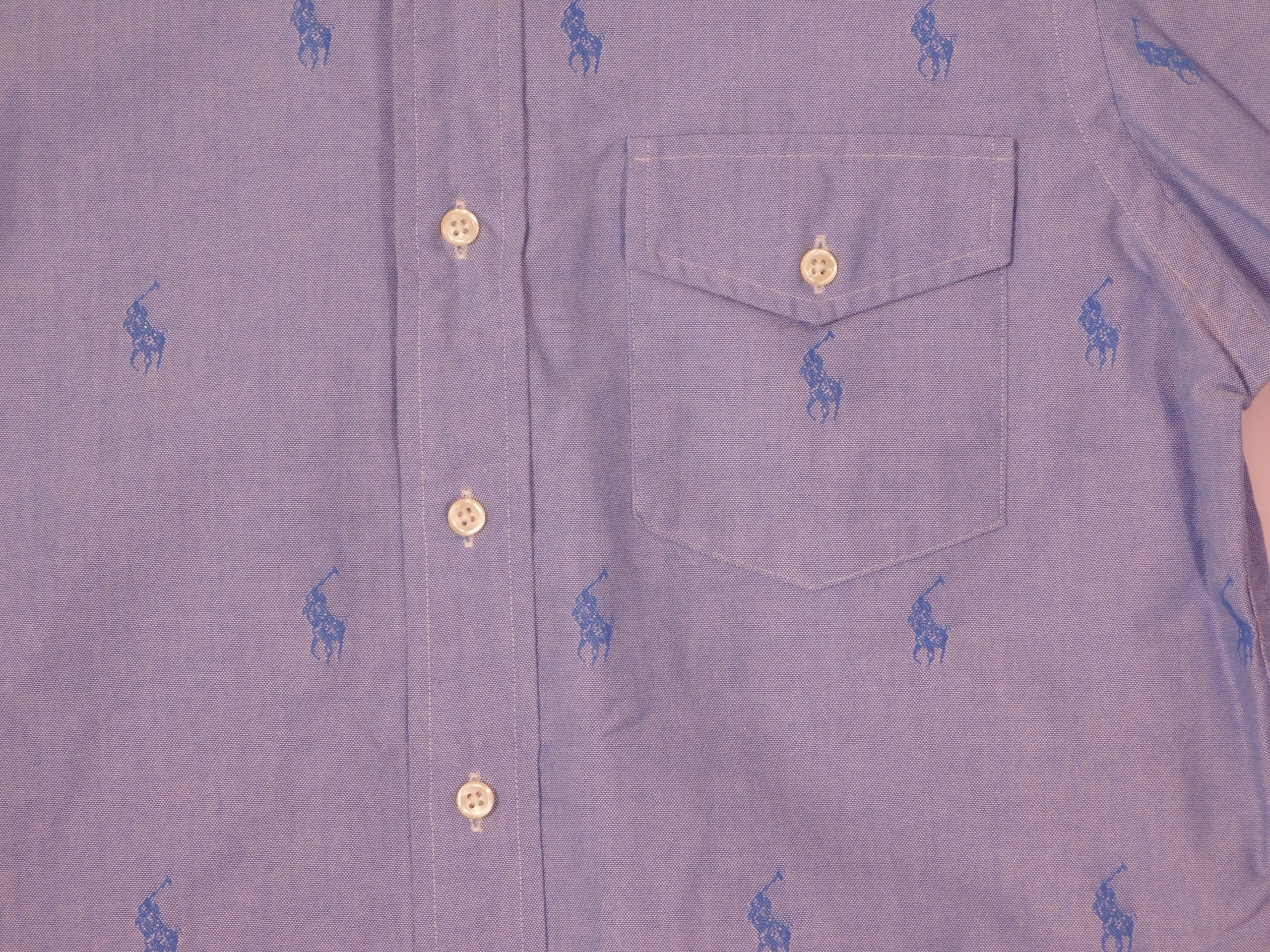 RALPH LAUREN Men's Blue Logo Button Down Cotton Broadcloth Shirt Sz S - Image 3