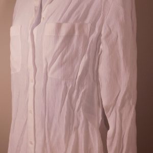 CLUB MONACO Women's White Long Sleeve Button Front Crinkle Blouse Sz S
