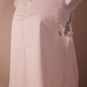 J. O. A. LOS ANGELES Women's White Cotton Twill Fringe Trim Sleeveless Blouse Sz S