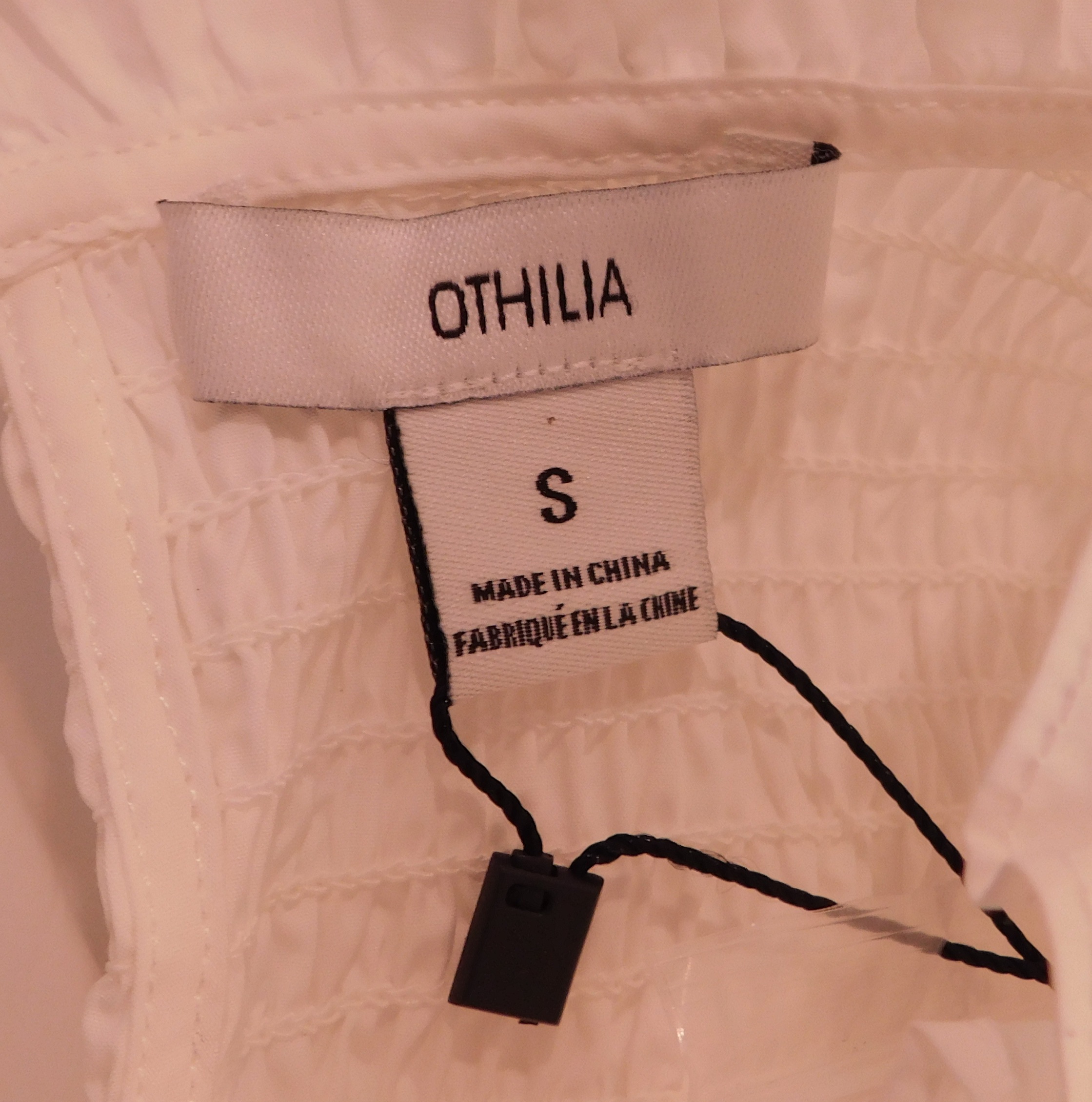 OTHILIA BY ANTHROPOLOGIE NWT Women's White High Ruffle Neck Smocked Chest Short Sleeve Cotton Blouse Sz S ($148) - Image 6