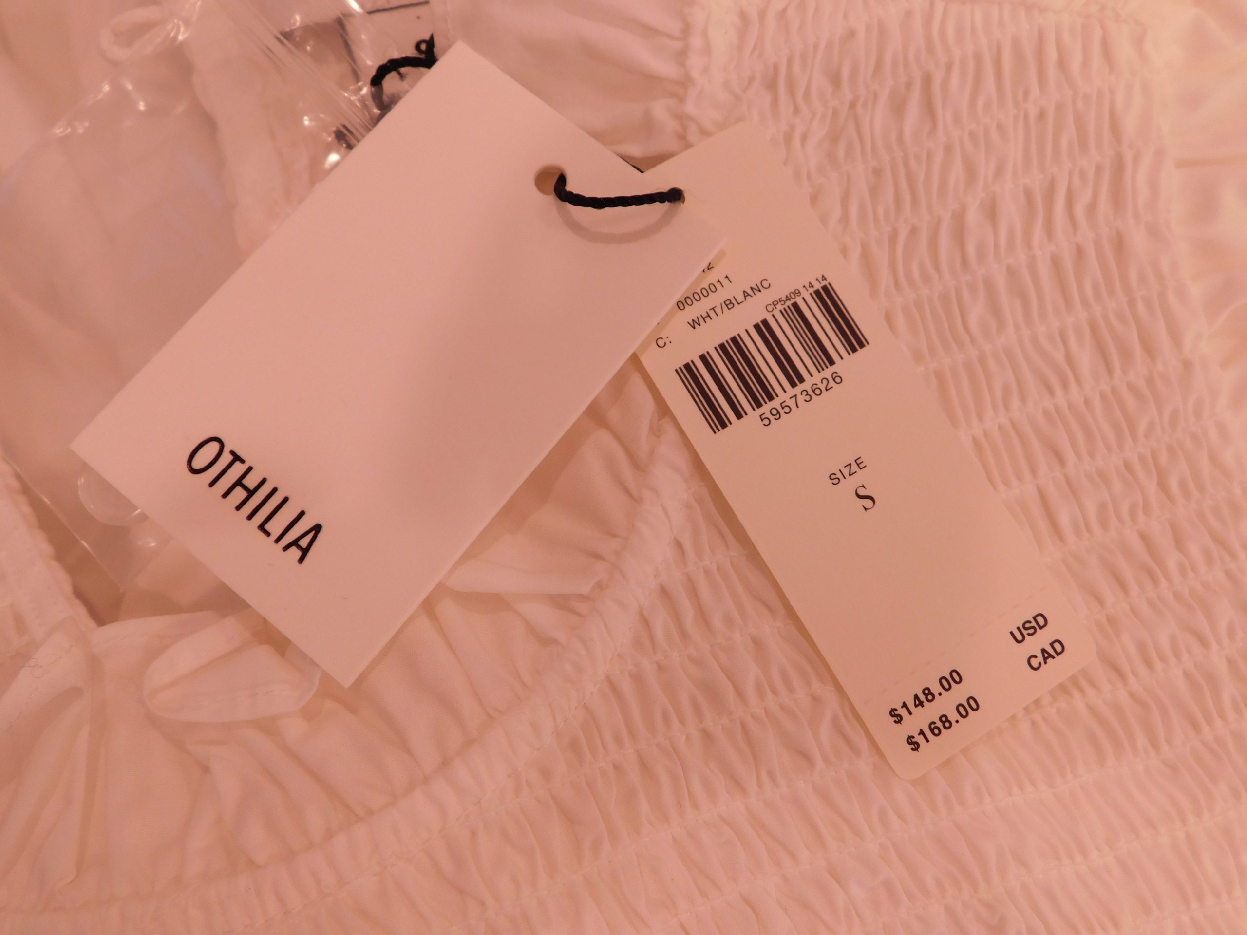 OTHILIA BY ANTHROPOLOGIE NWT Women's White High Ruffle Neck Smocked Chest Short Sleeve Cotton Blouse Sz S ($148) - Image 7