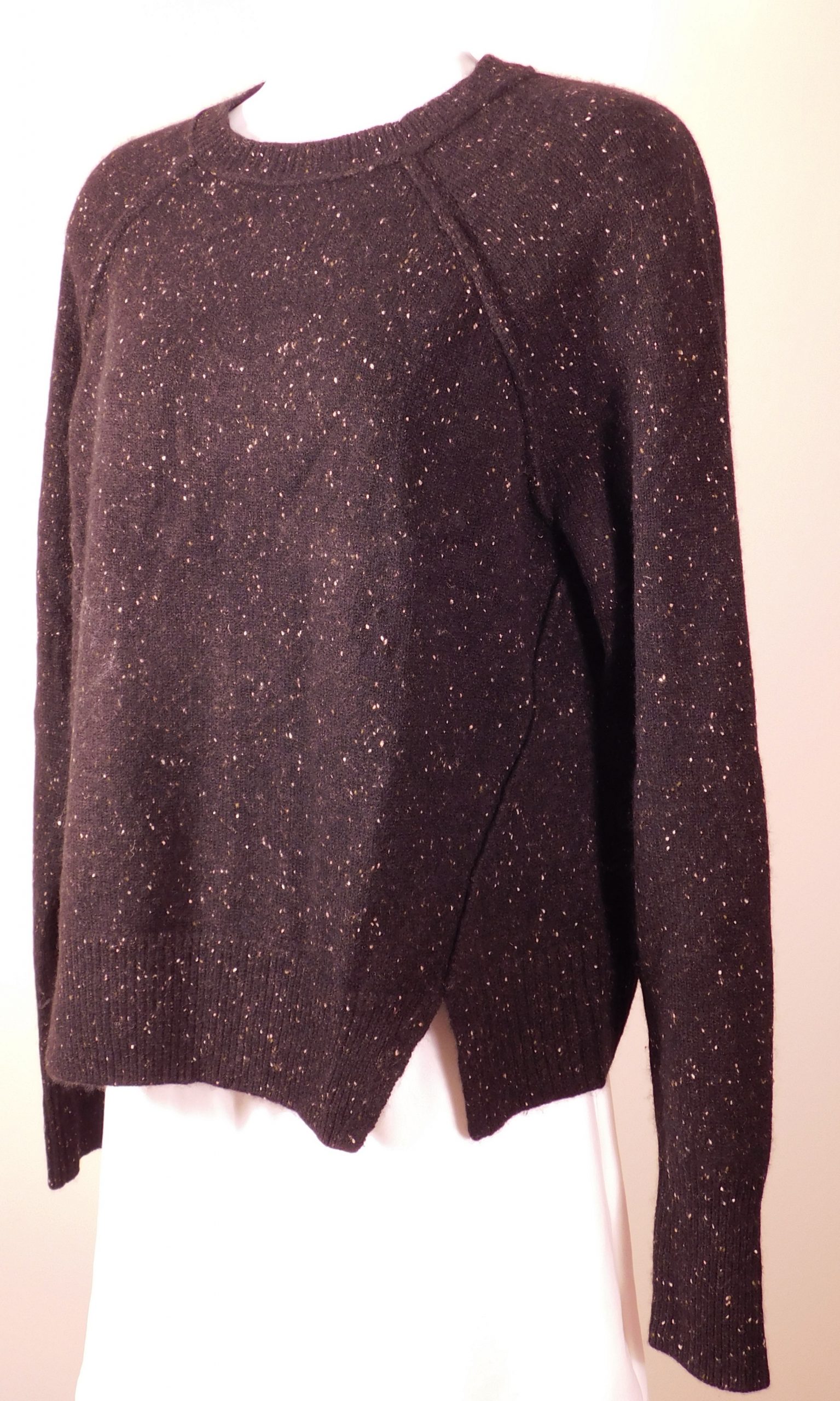 ME+EM Women's Black Speckled Cashmere Removable Neck Long Sleeve Sweater Sz S ($395) - Image 2