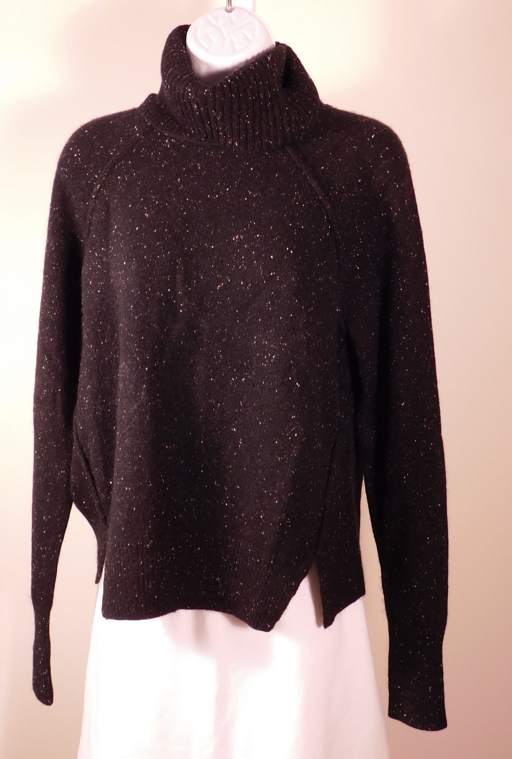 ME+EM Women's Black Speckled Cashmere Removable Neck Long Sleeve Sweater Sz S ($395) - Image 6