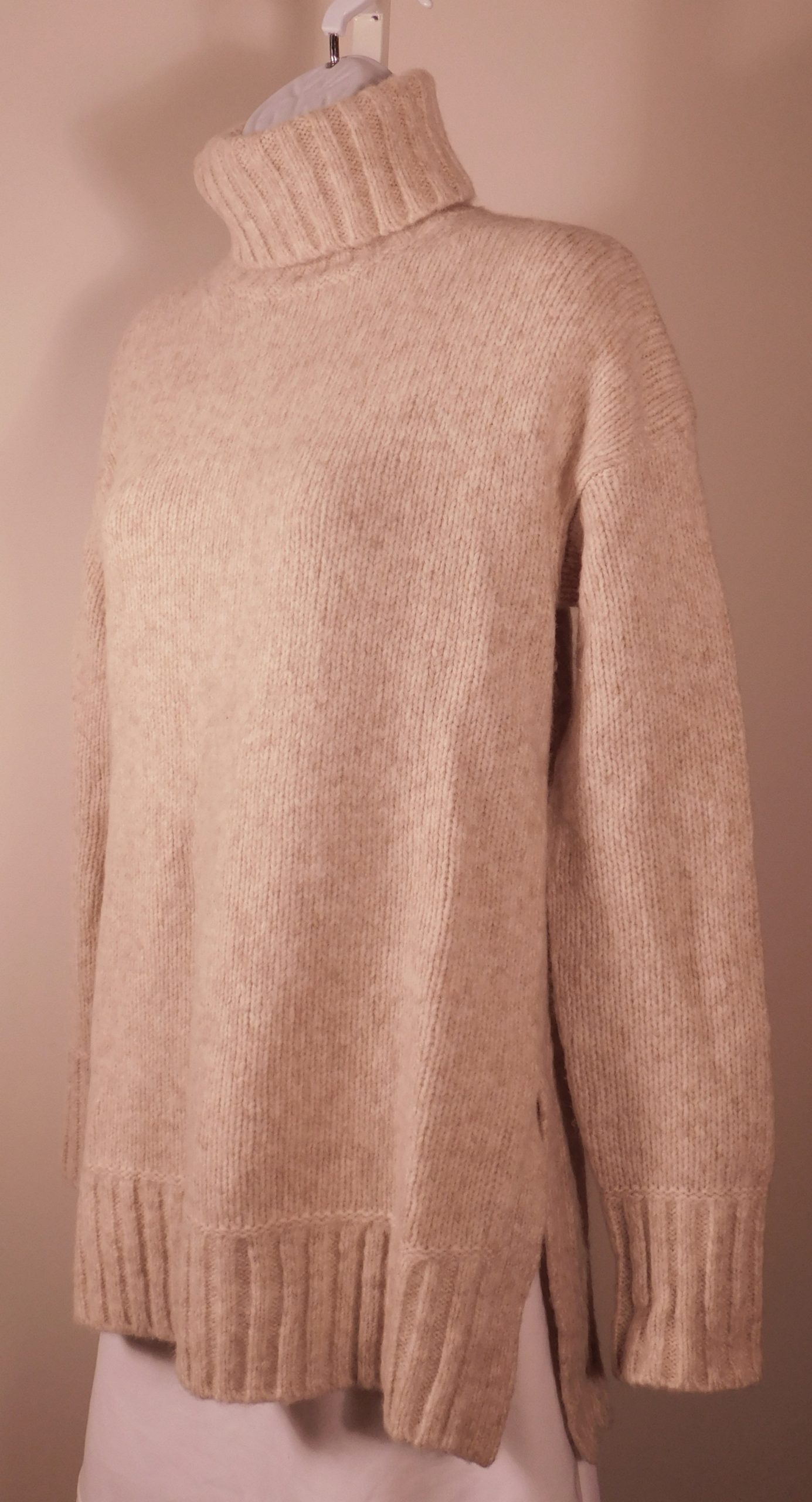 EVERLANE Women's Heather Oatmeal Wool Blend Turtleneck Sweater Sz XS