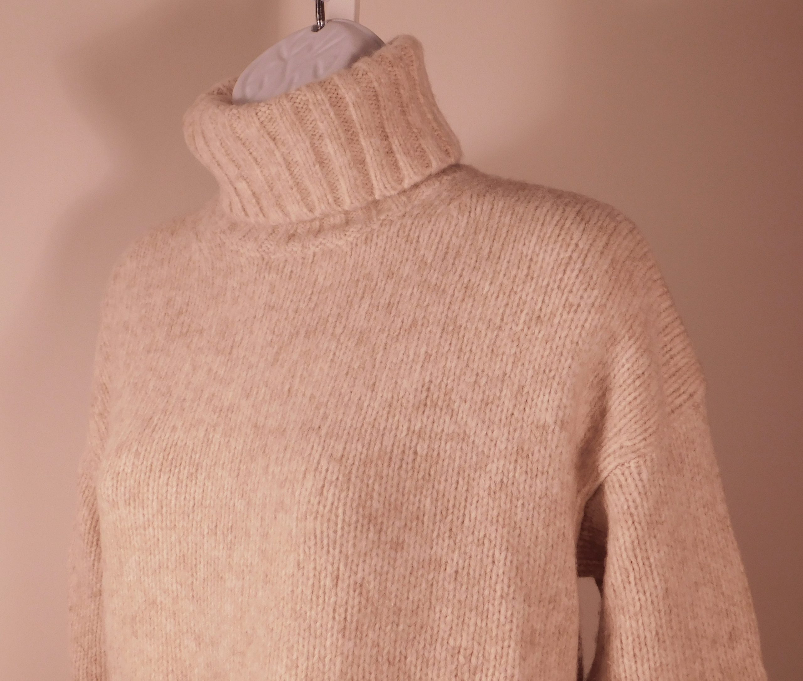 EVERLANE Women's Heather Oatmeal Wool Blend Turtleneck Sweater Sz XS - Image 3