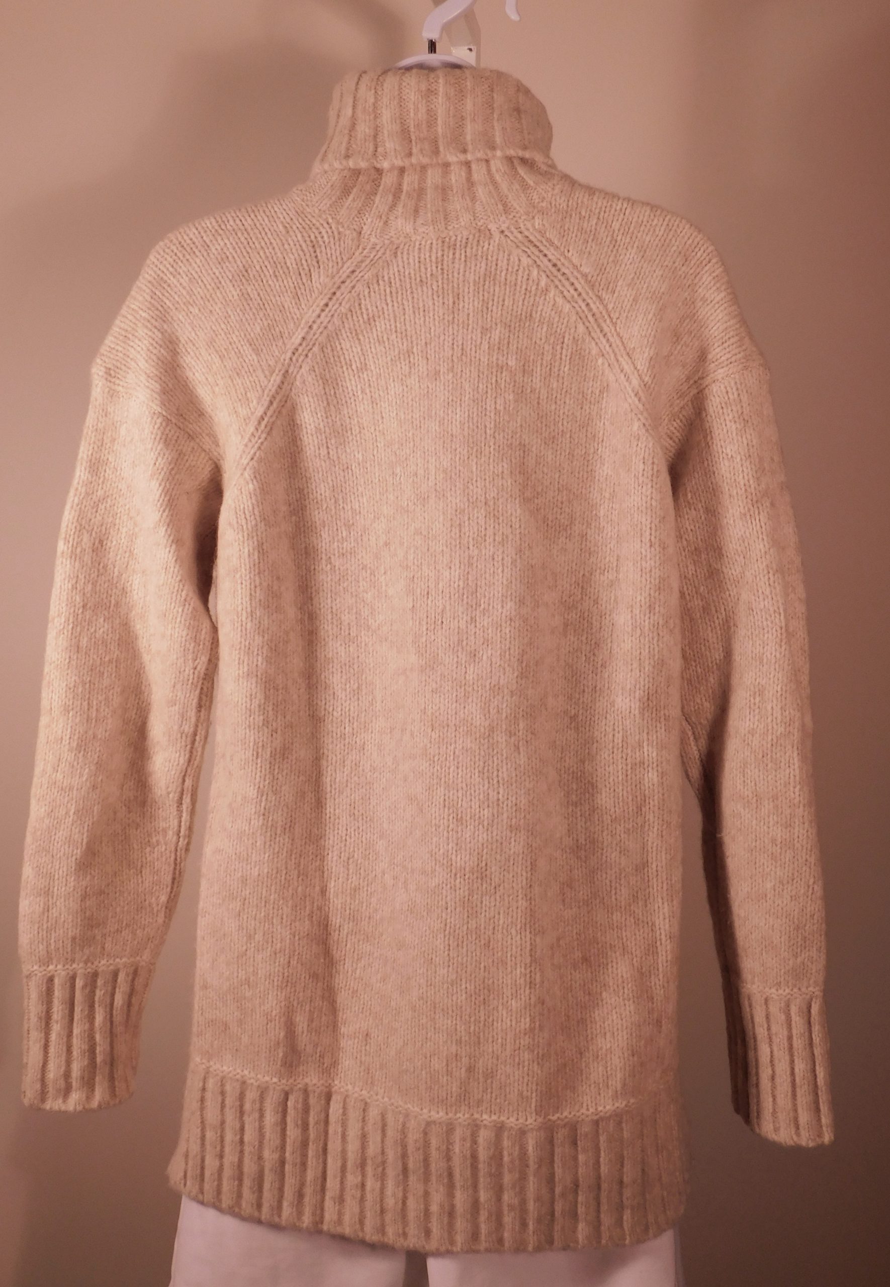 EVERLANE Women's Heather Oatmeal Wool Blend Turtleneck Sweater Sz XS - Image 6
