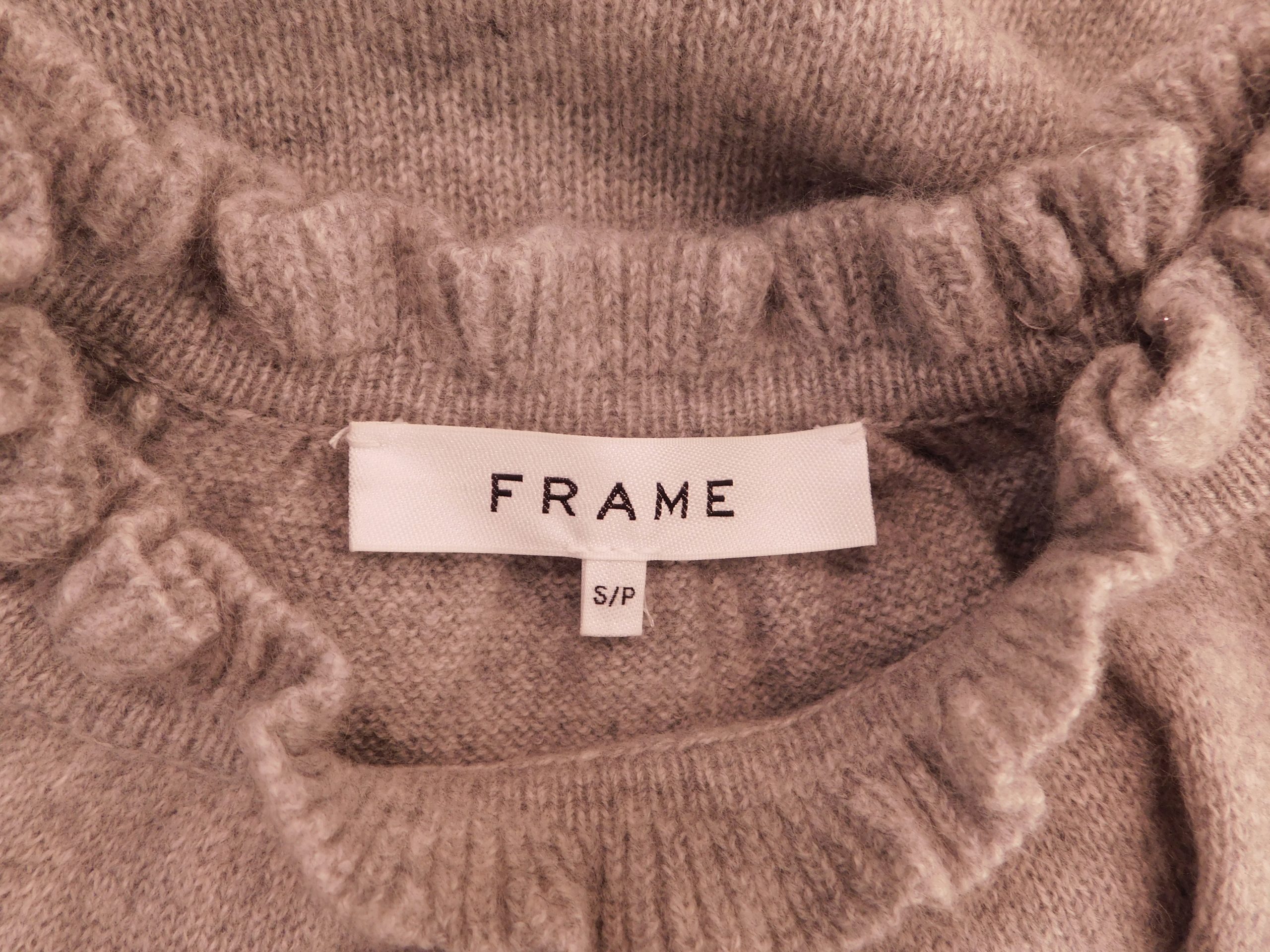 FRAME Women's Gray Cashmere Ruffle Neck Long Sleeve Josephine Sweater Sz S ($398) - Image 6