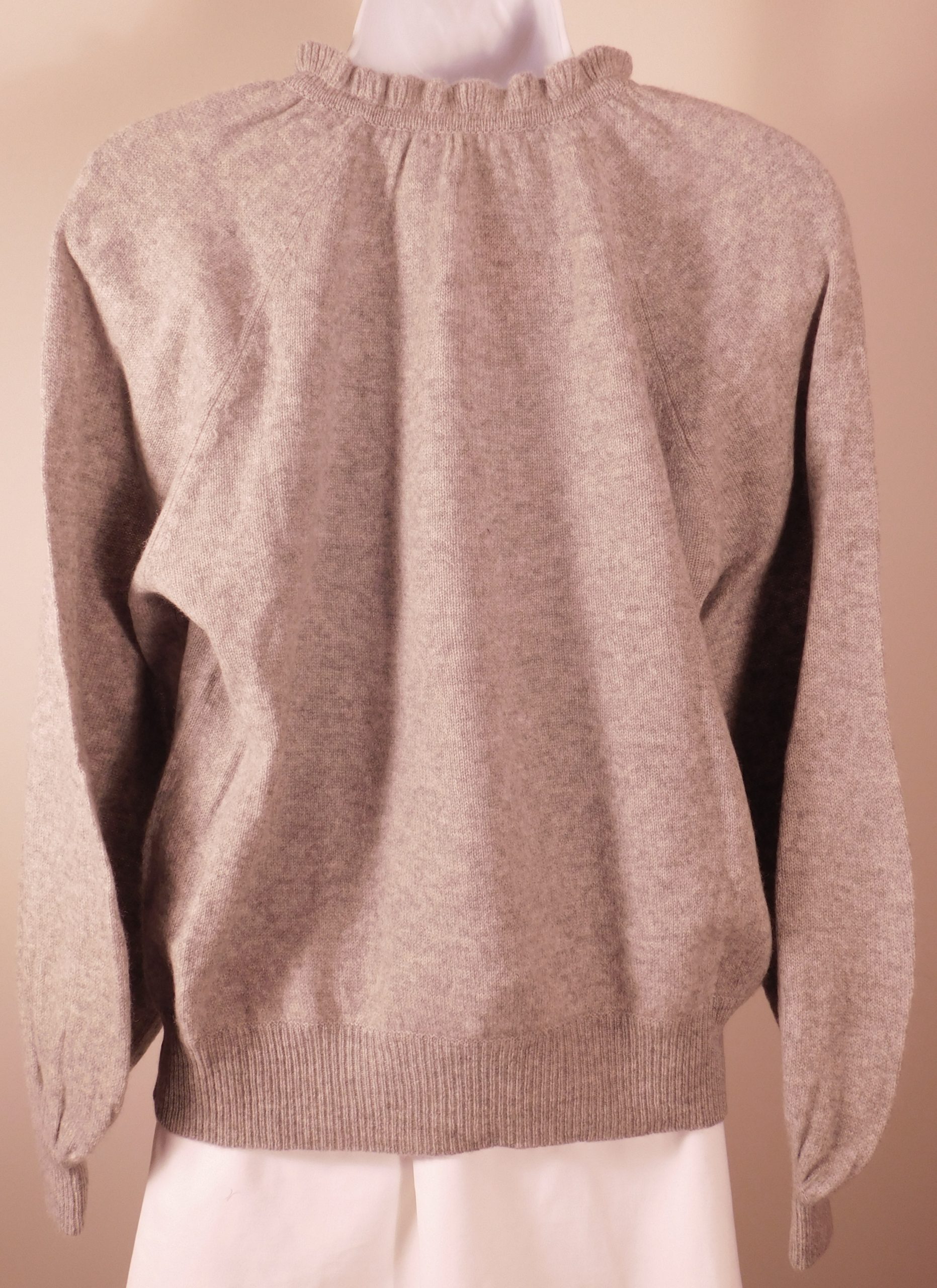 FRAME Women's Gray Cashmere Ruffle Neck Long Sleeve Josephine Sweater Sz S ($398) - Image 5