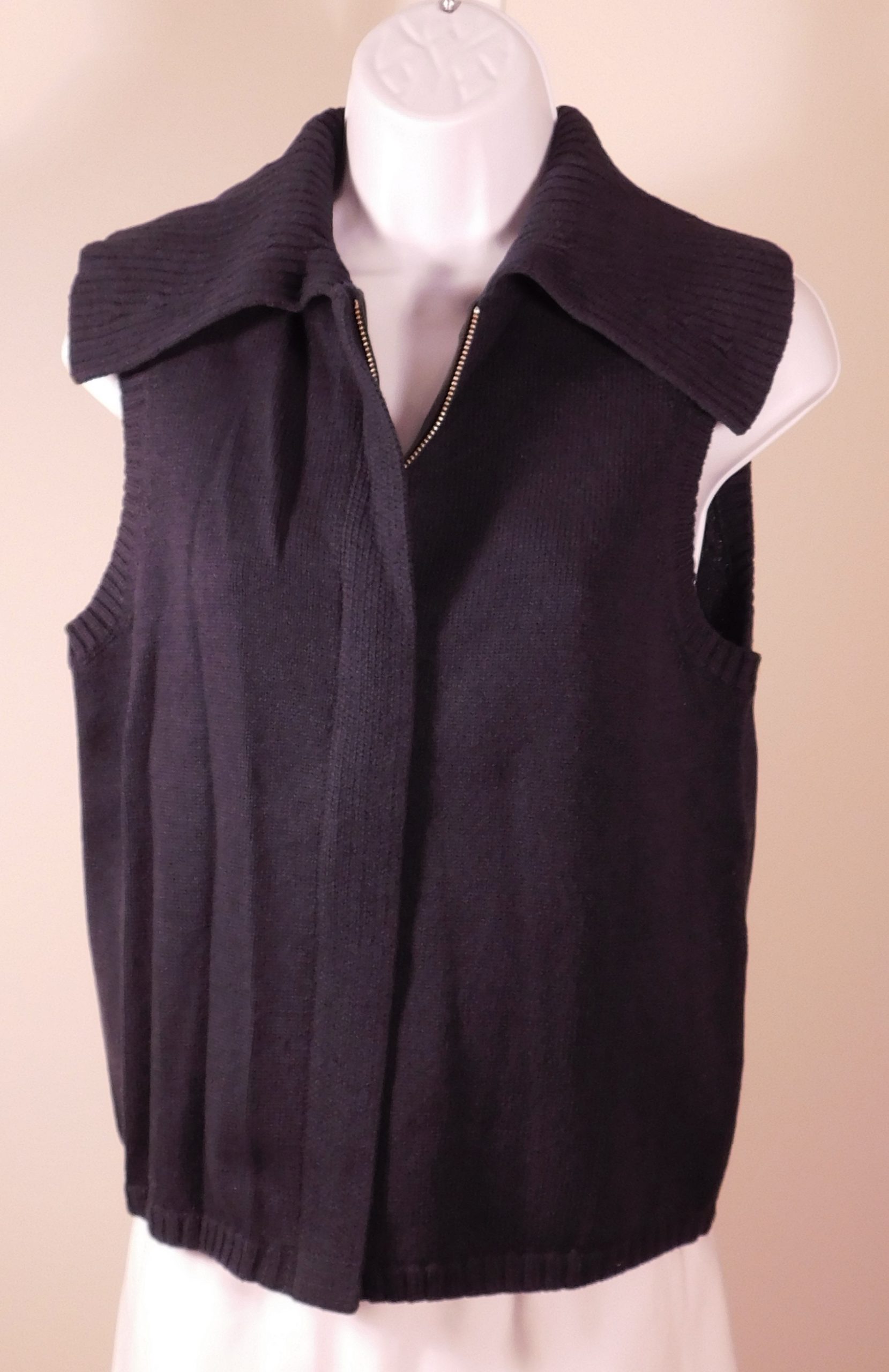 COS NWT Women's Black Sleeveless Zip Front Cotton Sweater Vest Sz XS ($89) - Image 3