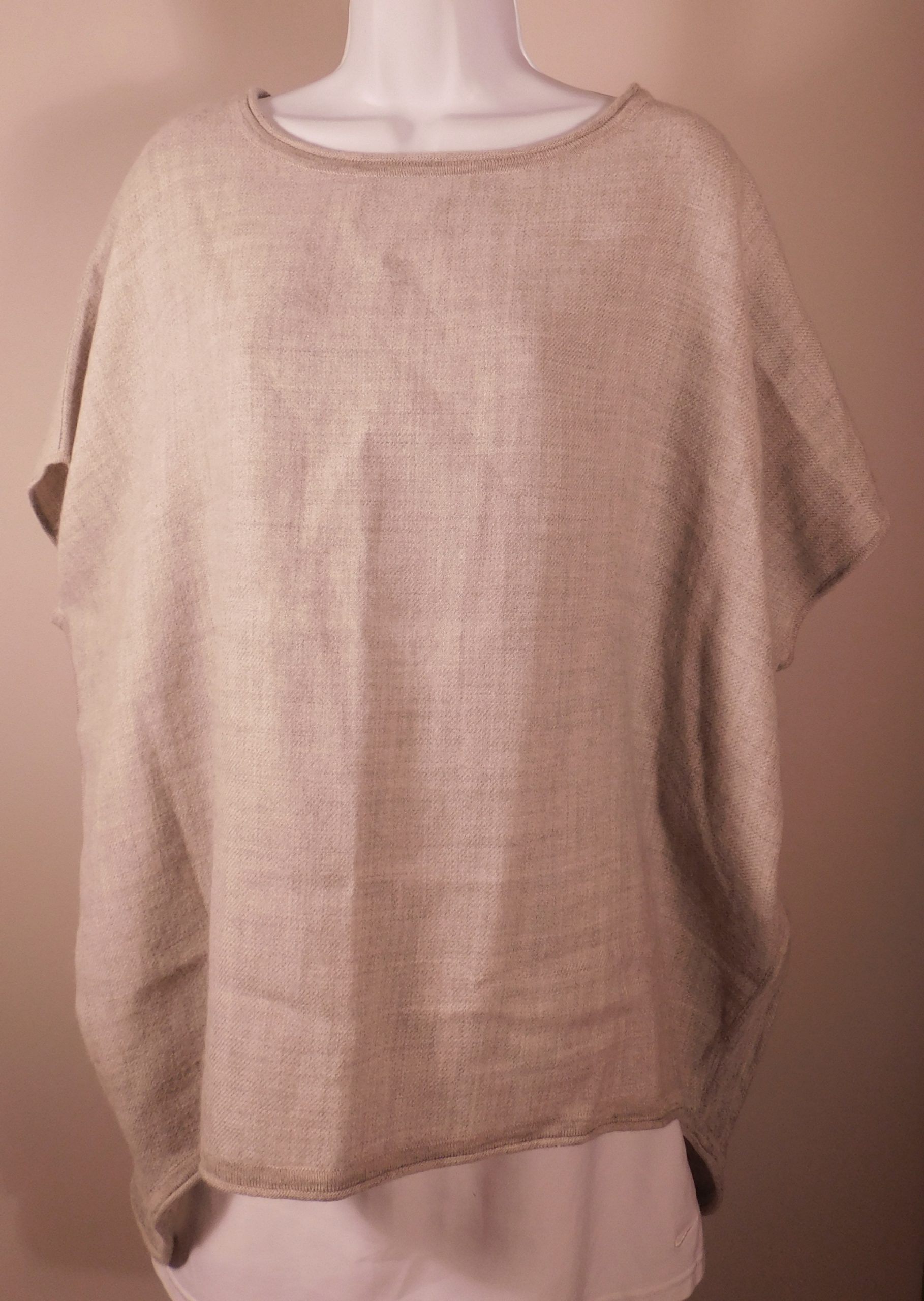 CUYANA Women's Light Heather Gray Short Sleeve Boxy Scoop Neck Baby Alpaca Soft Knit Sweater Sz OS - Image 4