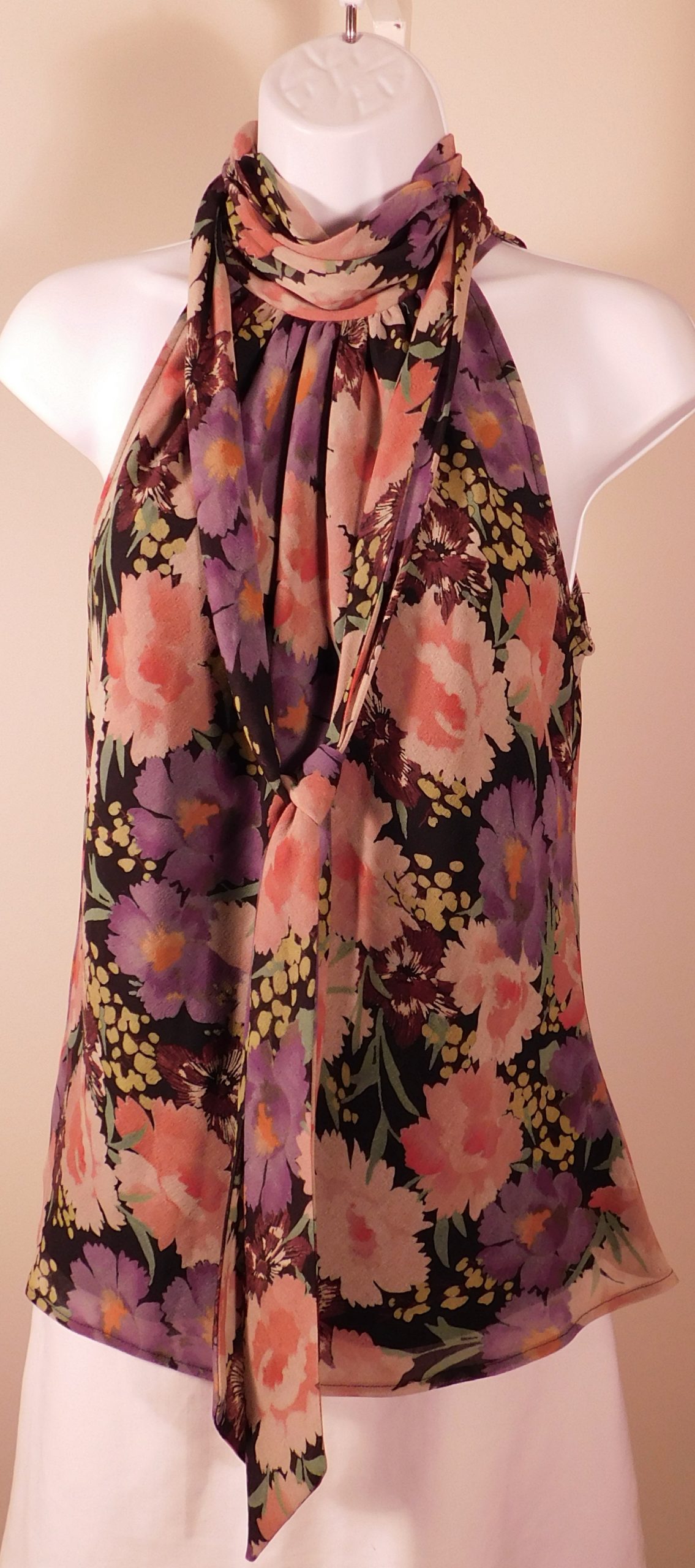 SARA CAMPBELL Women's Multi Floral Sleeveless High Neck Blouse Sz 4 - Image 4