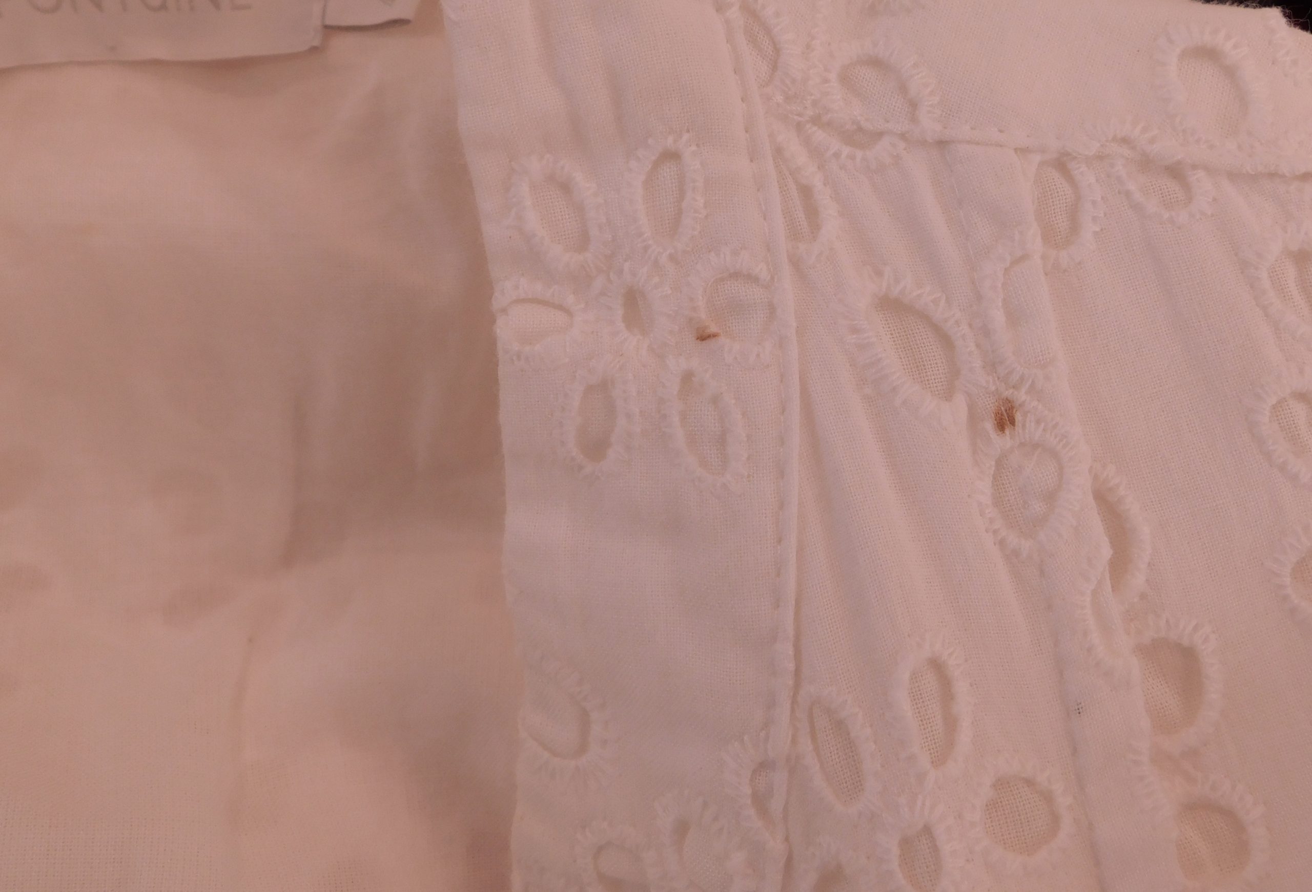 ANNE FONTAINE Women's White Eyelet V-Neck Short Sleeve Button Front Self Belt Melodie Dress Sz 42 ($715) - Image 6