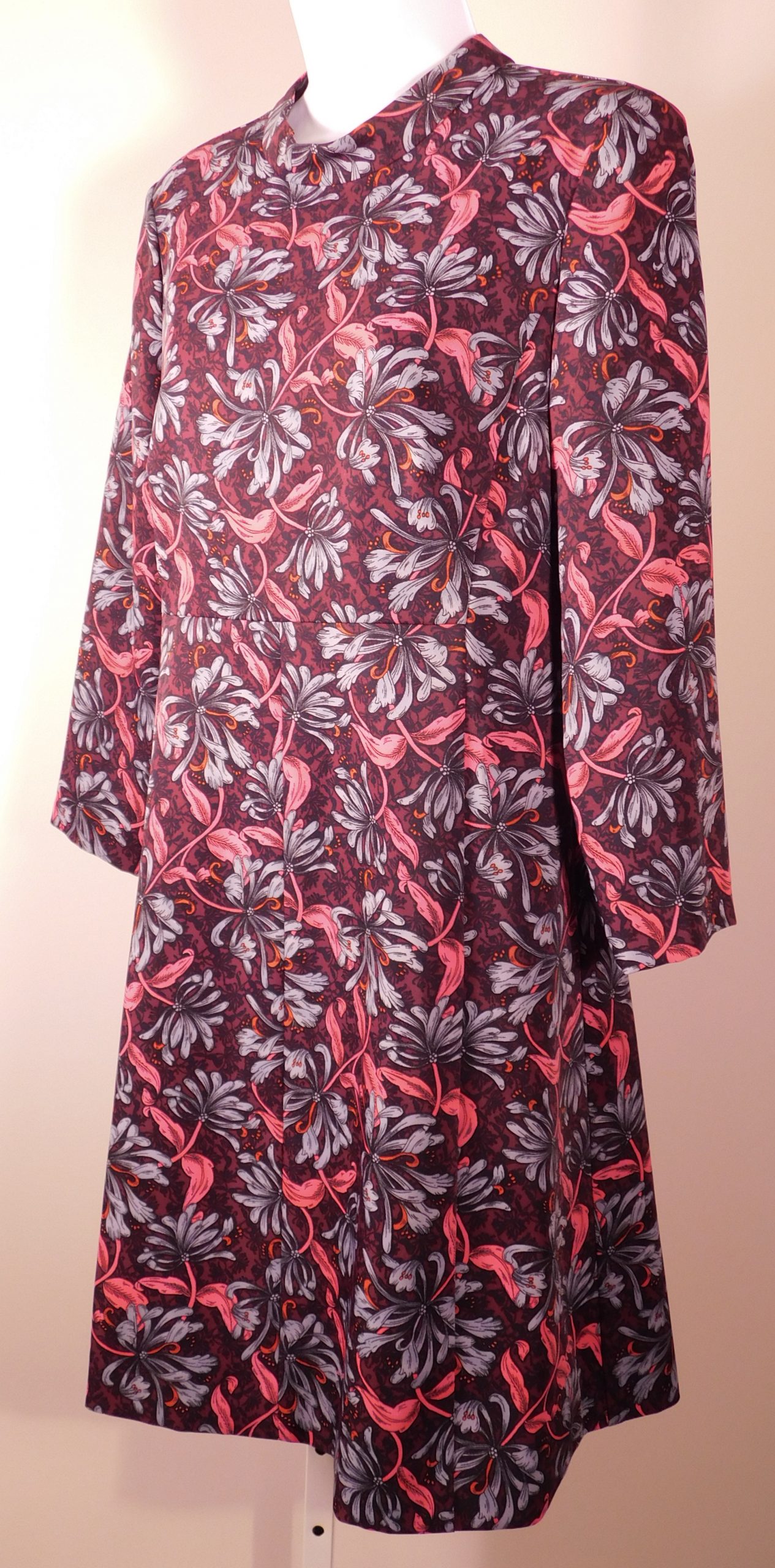 REBECCA TAYLOR Women's Multi Floral Mock Neck V-Back Long Sleeves Sheath Dress Sz 6