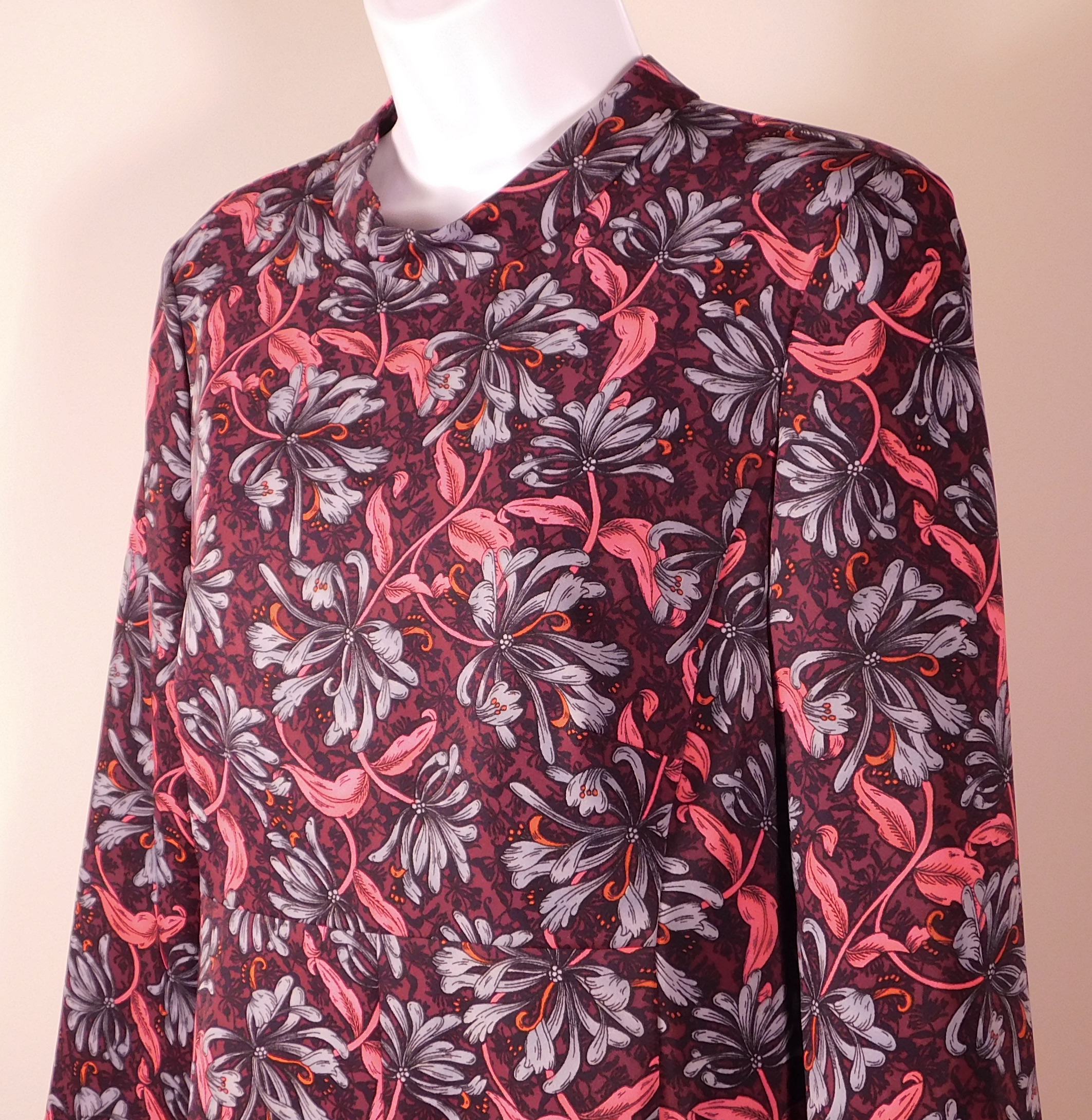 REBECCA TAYLOR Women's Multi Floral Mock Neck V-Back Long Sleeves Sheath Dress Sz 6 - Image 3