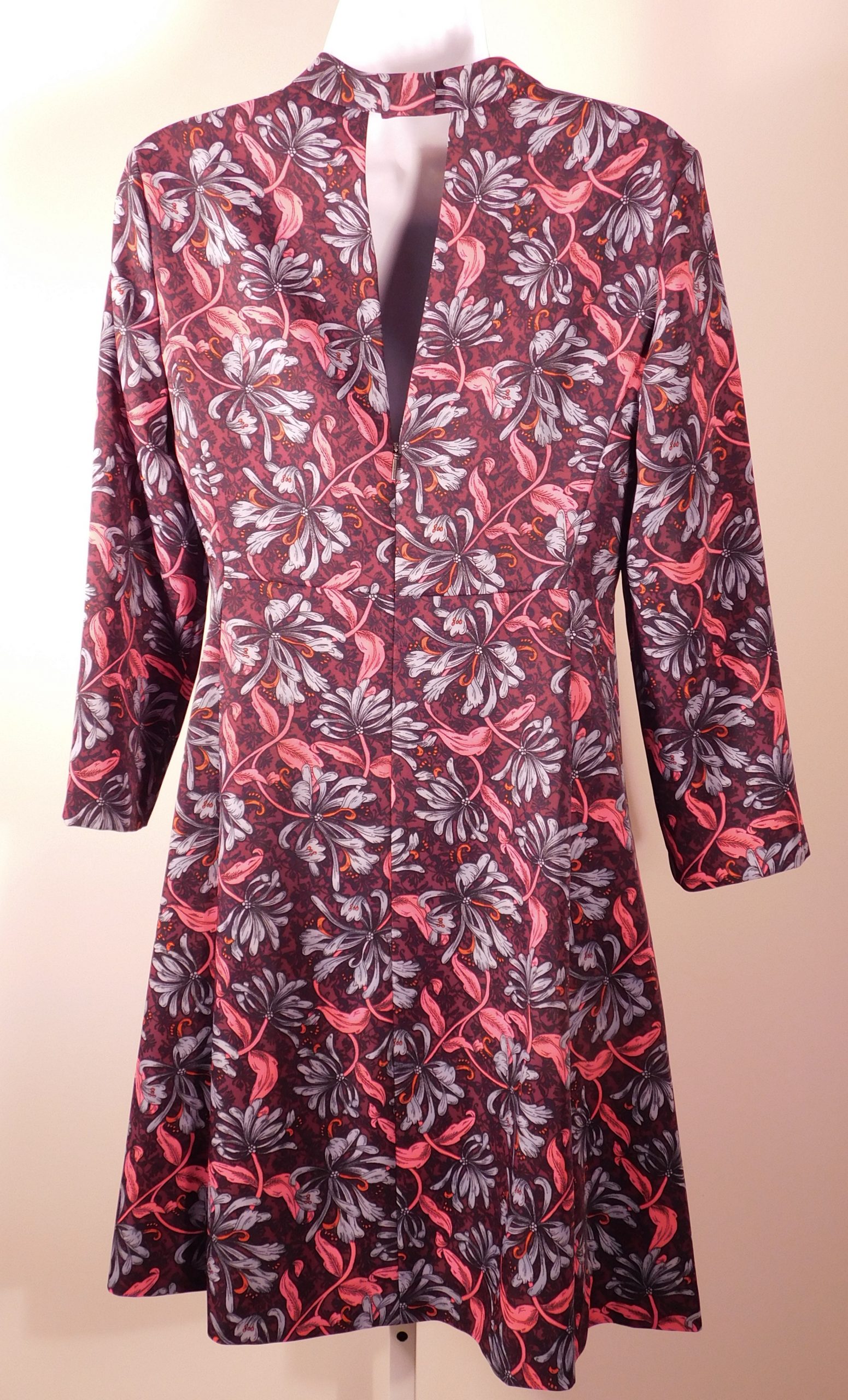 REBECCA TAYLOR Women's Multi Floral Mock Neck V-Back Long Sleeves Sheath Dress Sz 6 - Image 5