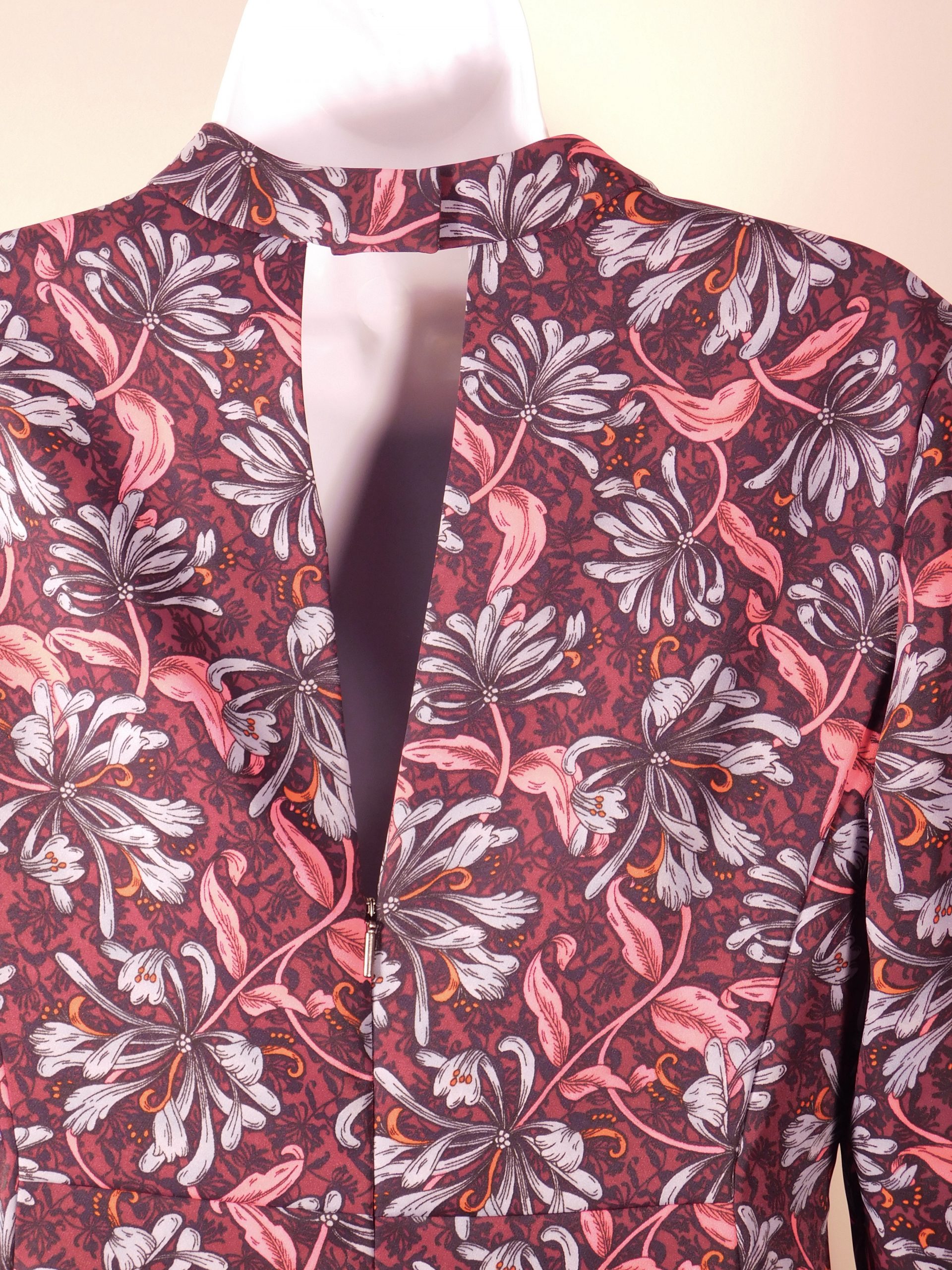 REBECCA TAYLOR Women's Multi Floral Mock Neck V-Back Long Sleeves Sheath Dress Sz 6 - Image 6